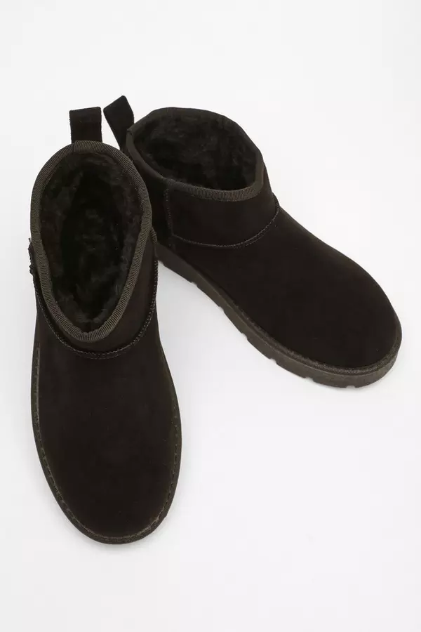 Black Faux Suede Ankle Boots