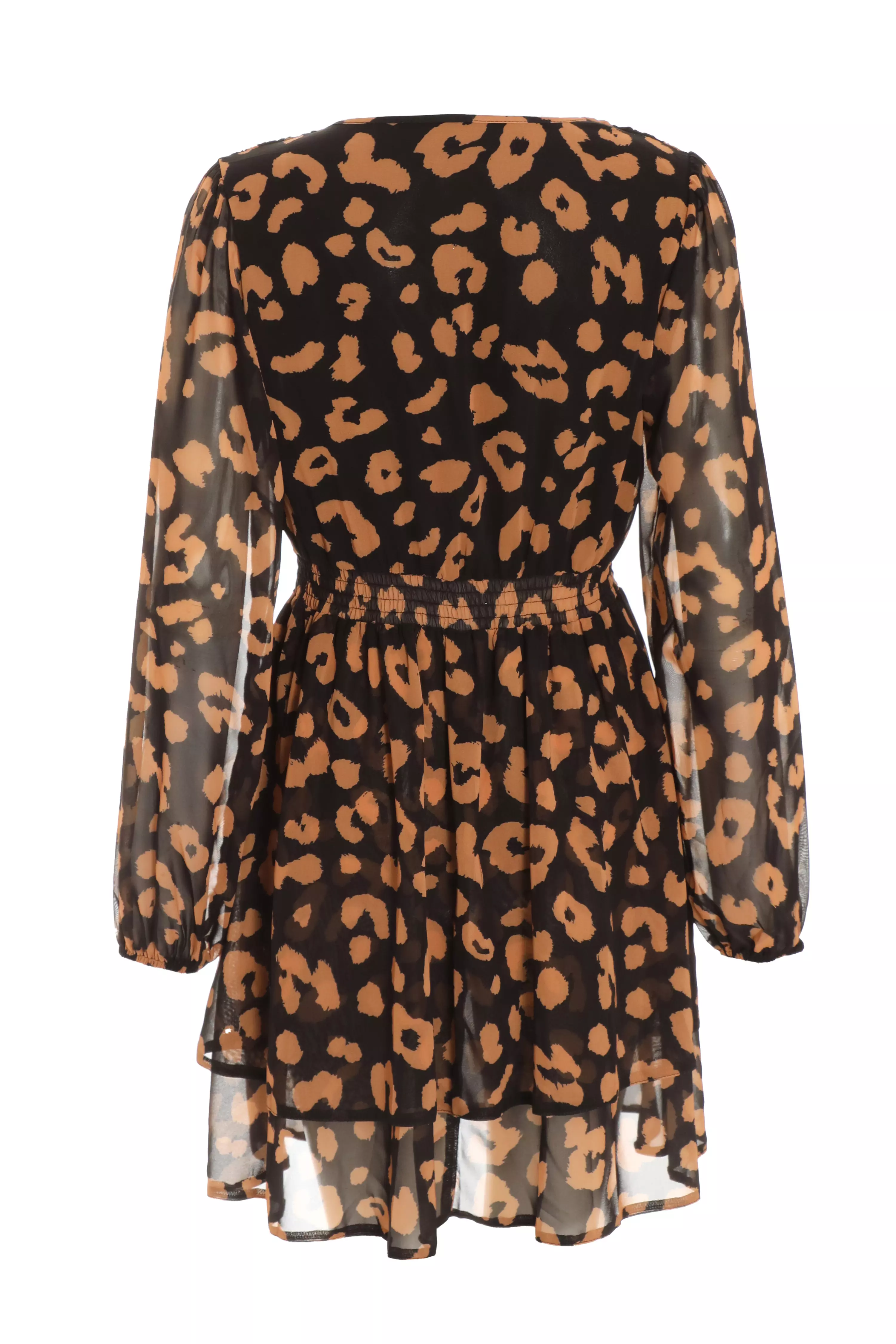 Black Chiffon Animal Print Skater Dress