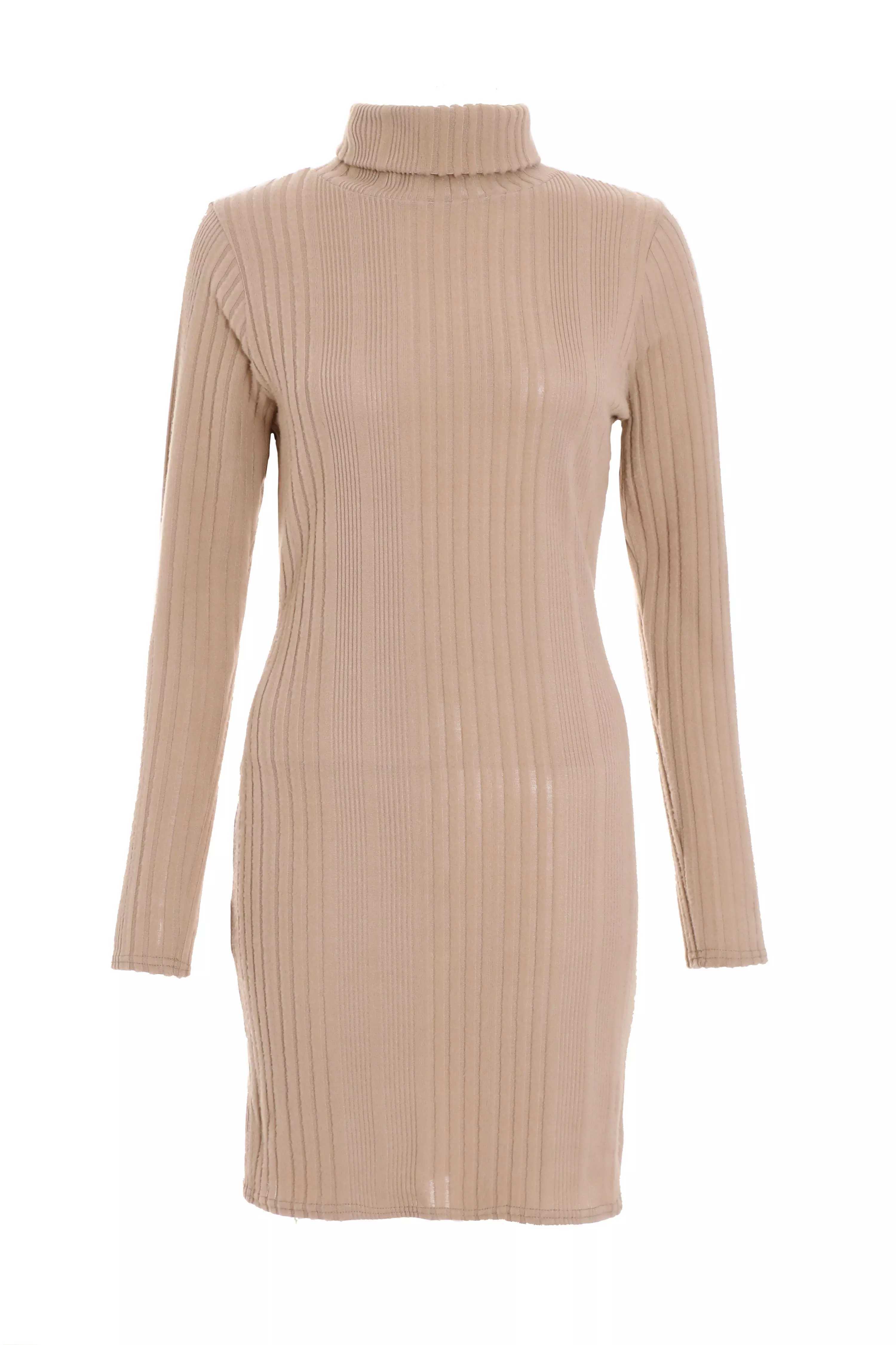 Stone Knitted High Neck Bodycon Mini Dress