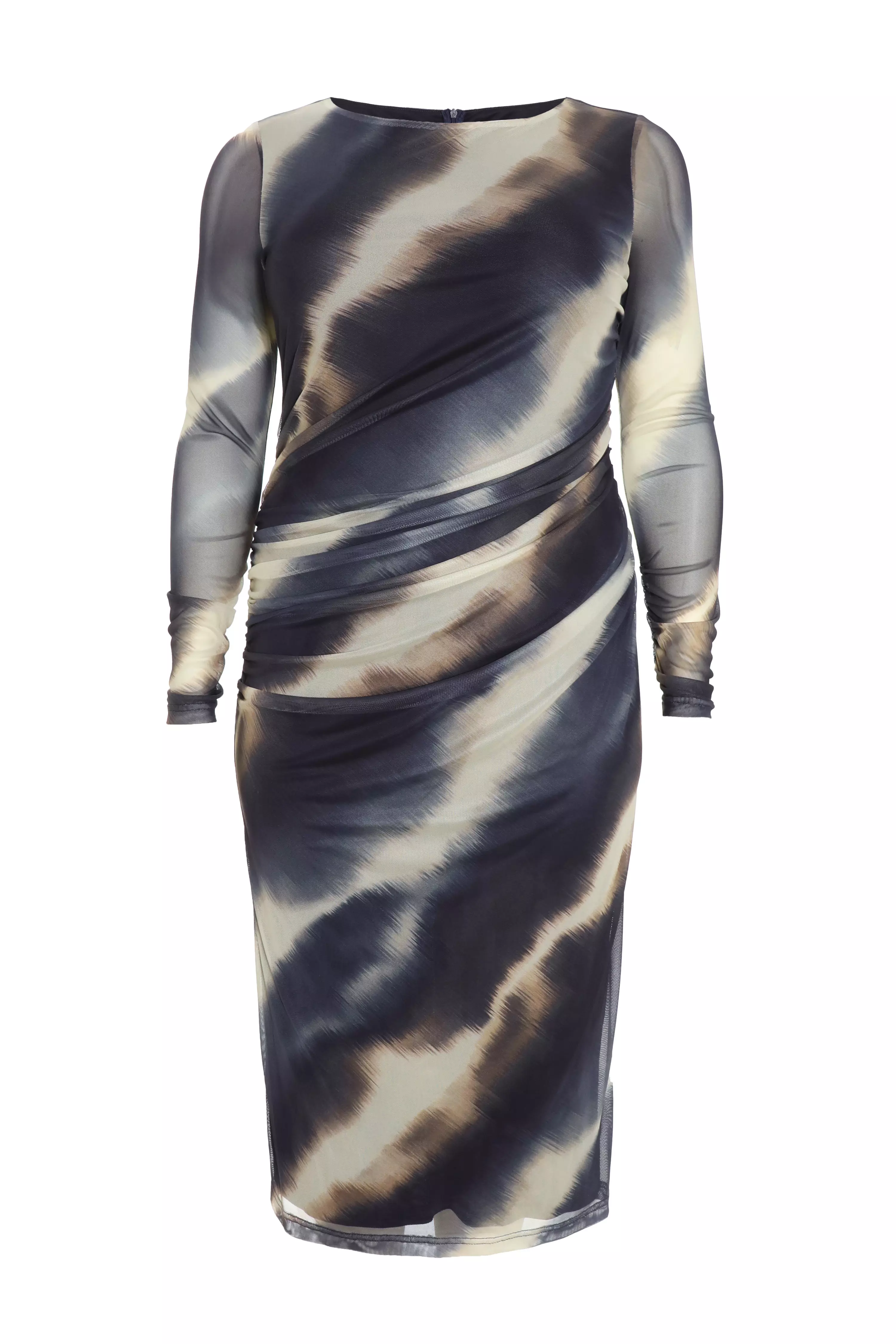 Curve Navy Mesh Marble Midaxi Dress