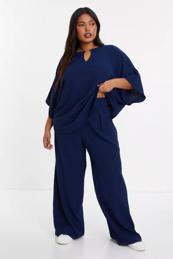 Curve Navy Wide Leg Trousers