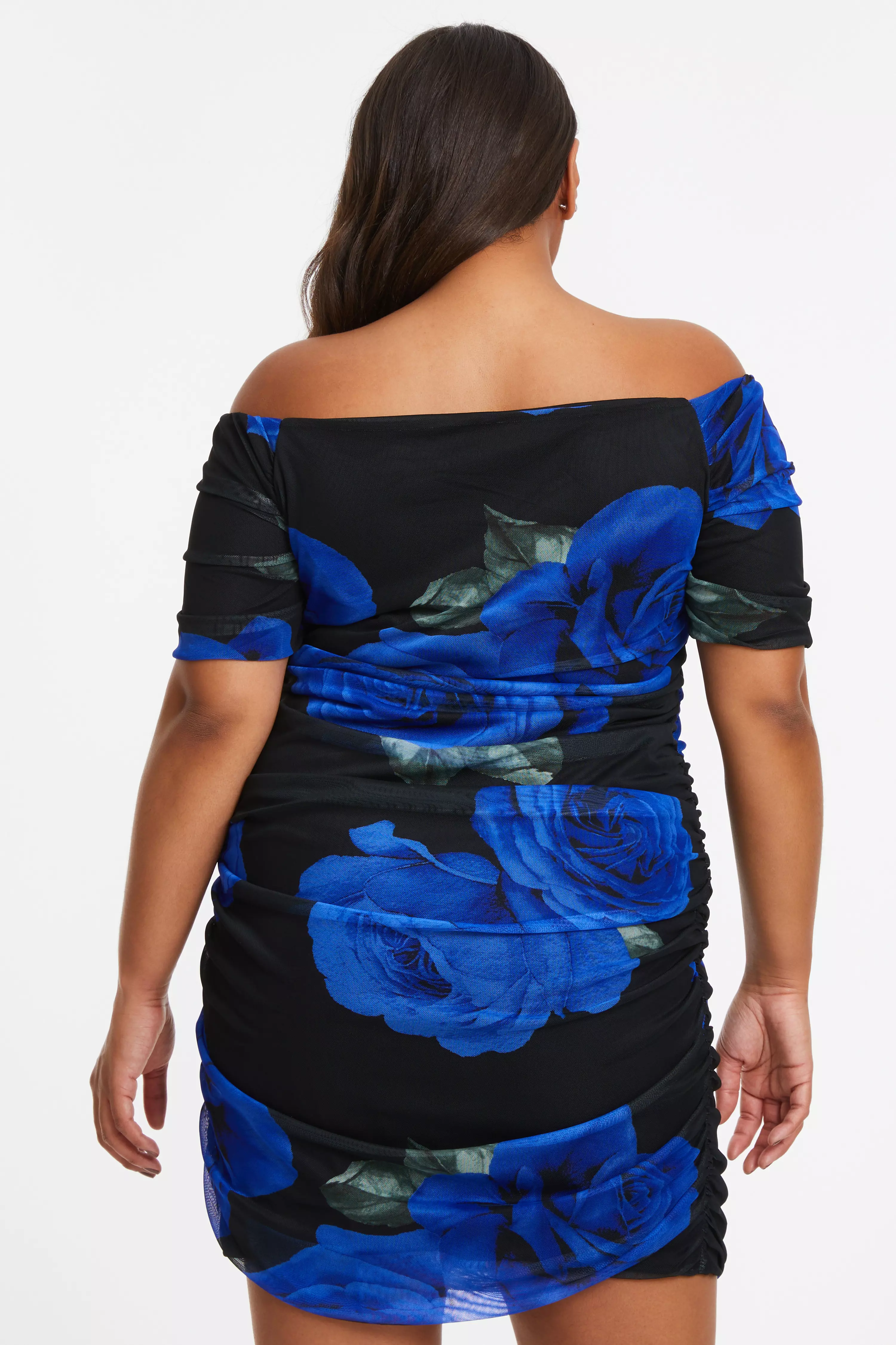 Curve Black Floral Bardot Midi Dress