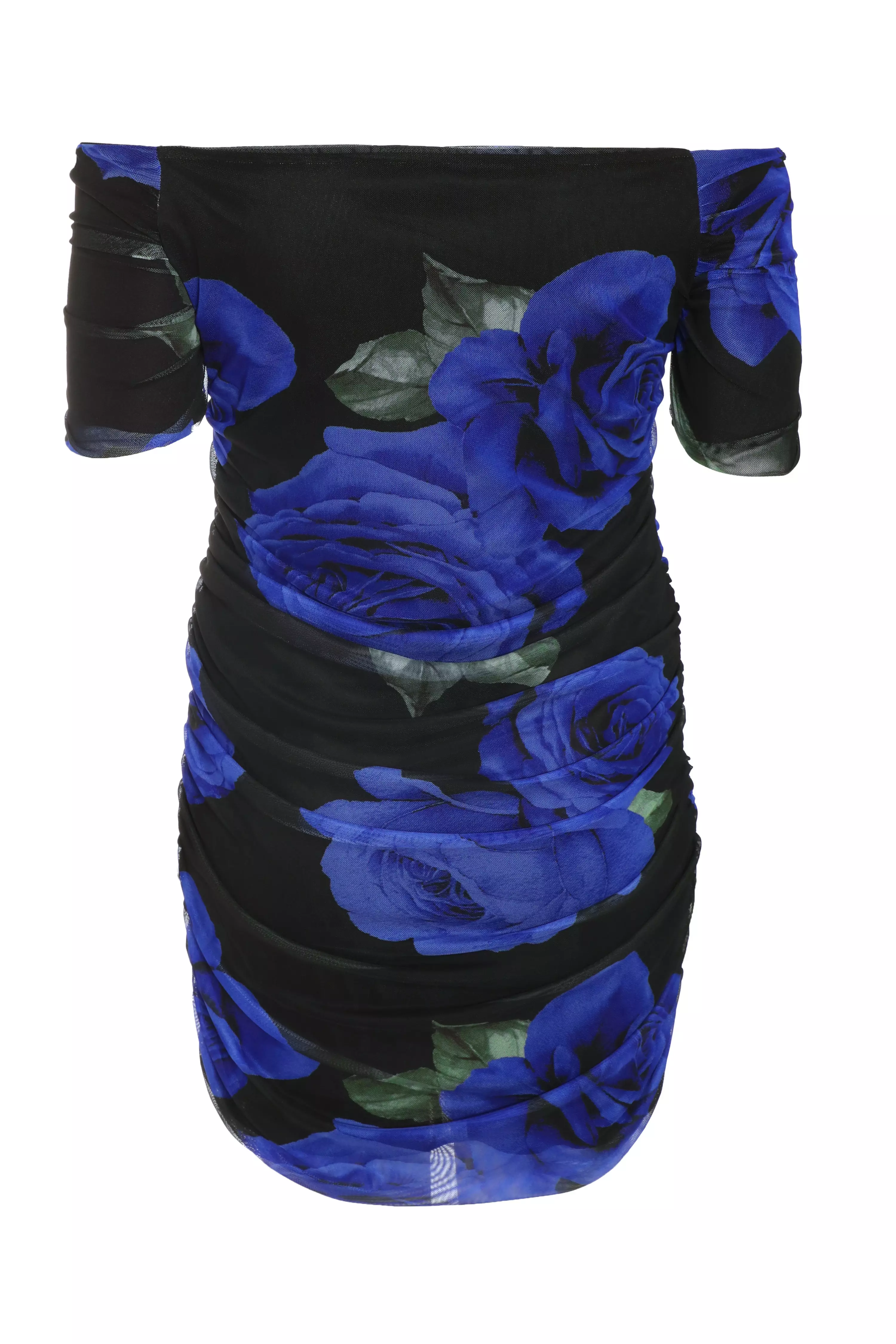 Curve Black Floral Bardot Midi Dress