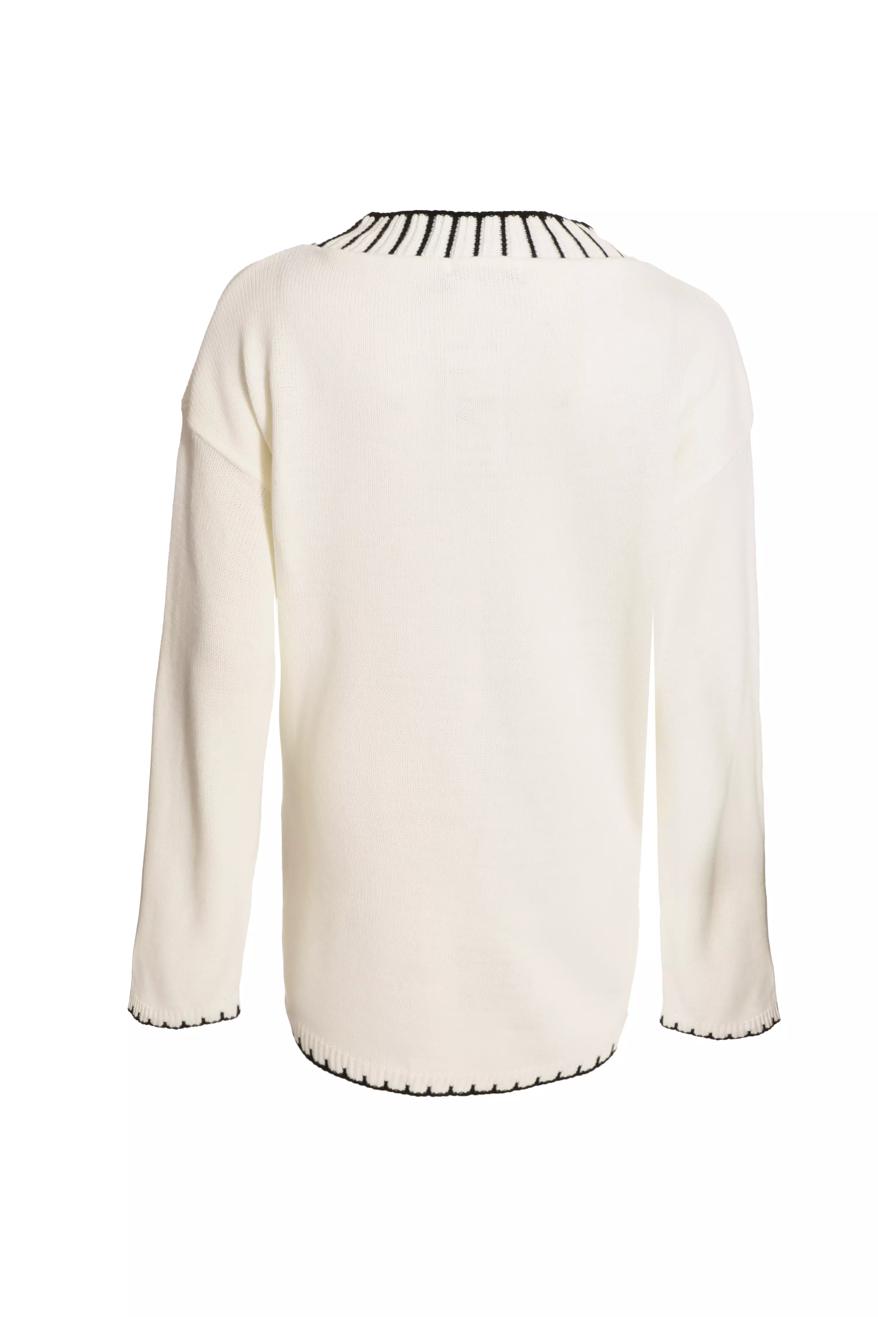 Cream Knit Contrast Stich Jumper