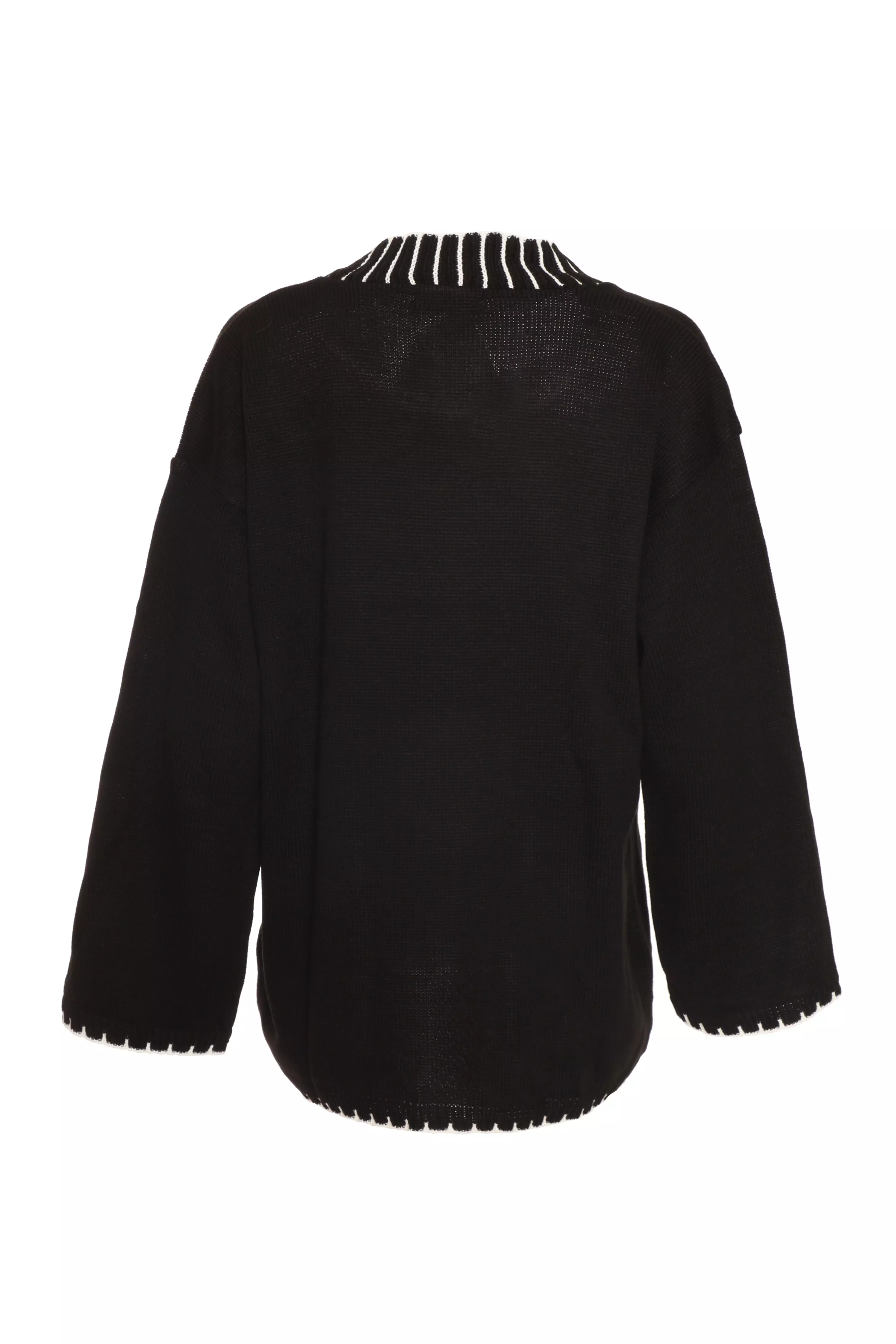 Black Knit Contrast Stich Jumper