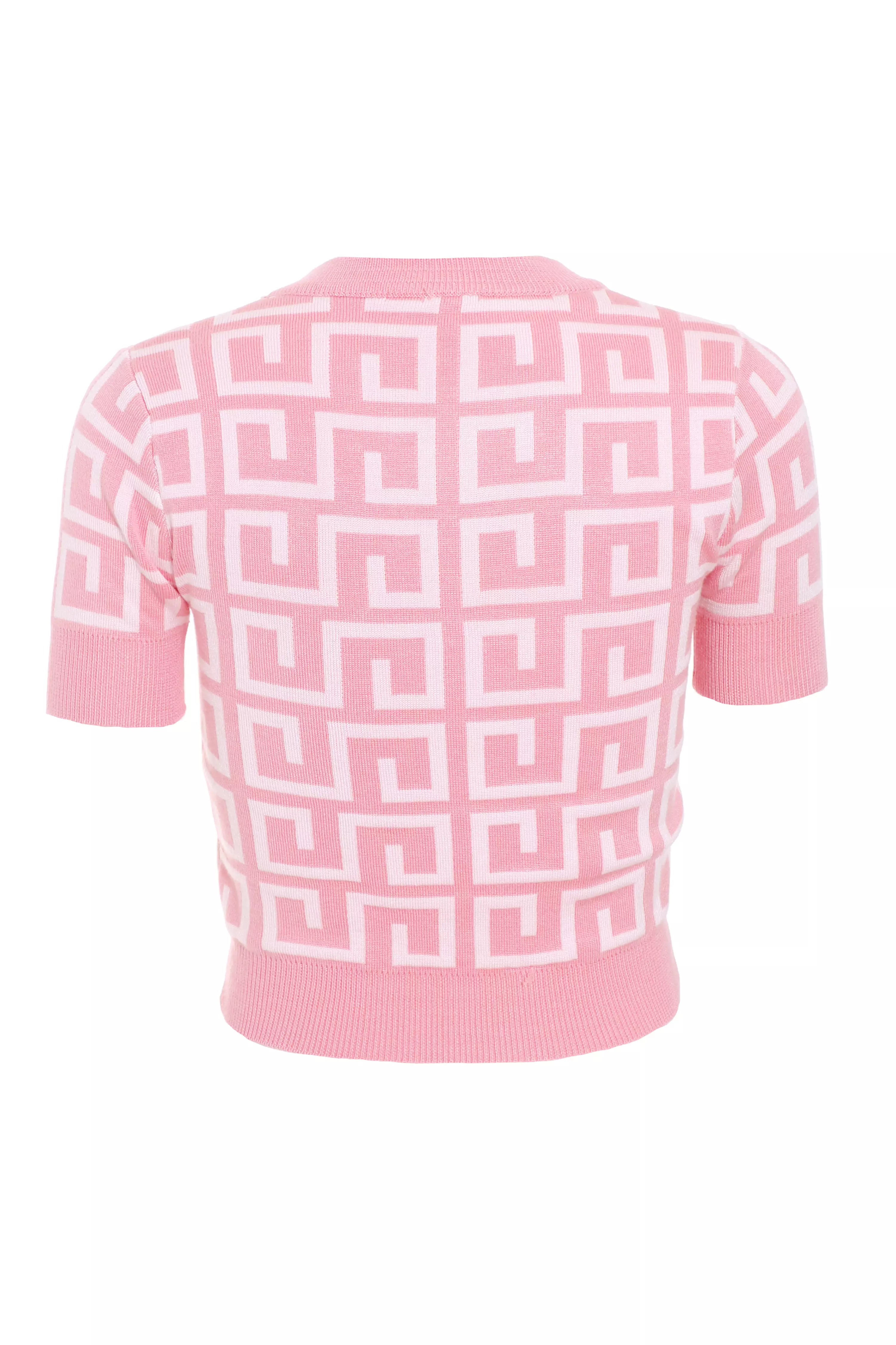 Pink Geometric Knit Top