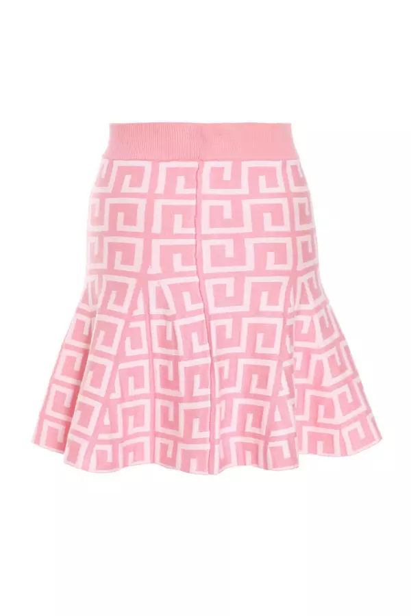 Pink Geometric Knit Mini Skirt