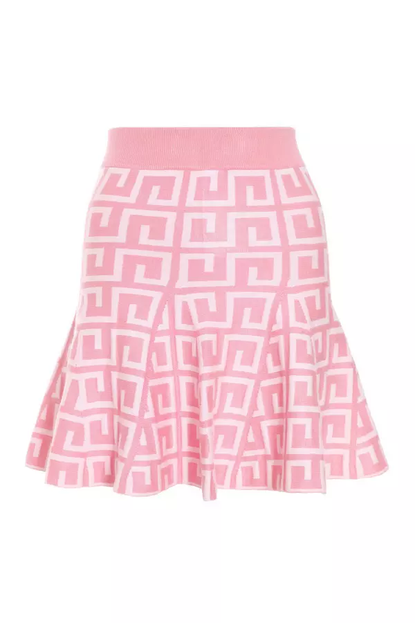 Pink Geometric Knit Mini Skirt