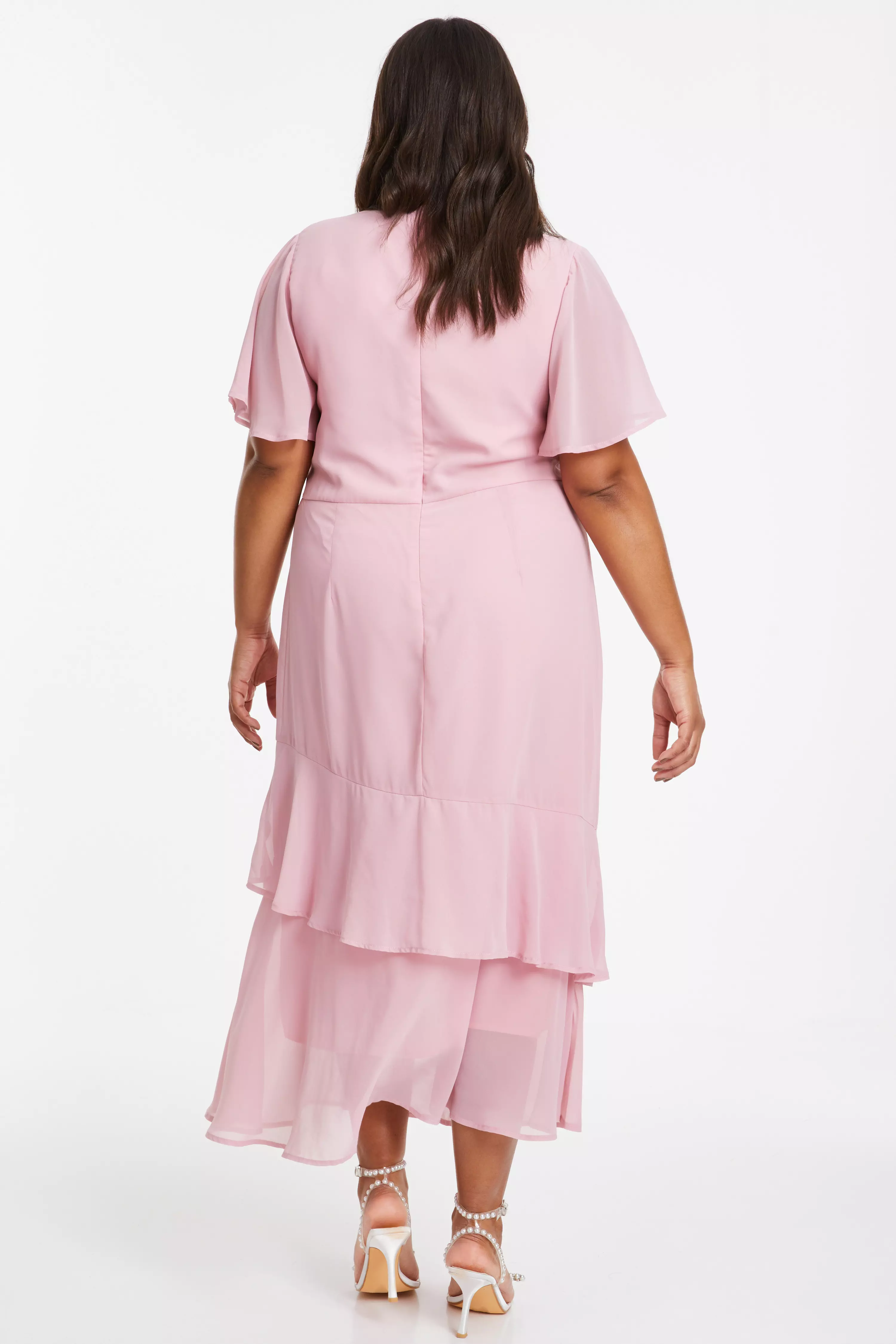 Curve Pink Chiffon Midaxi Dress