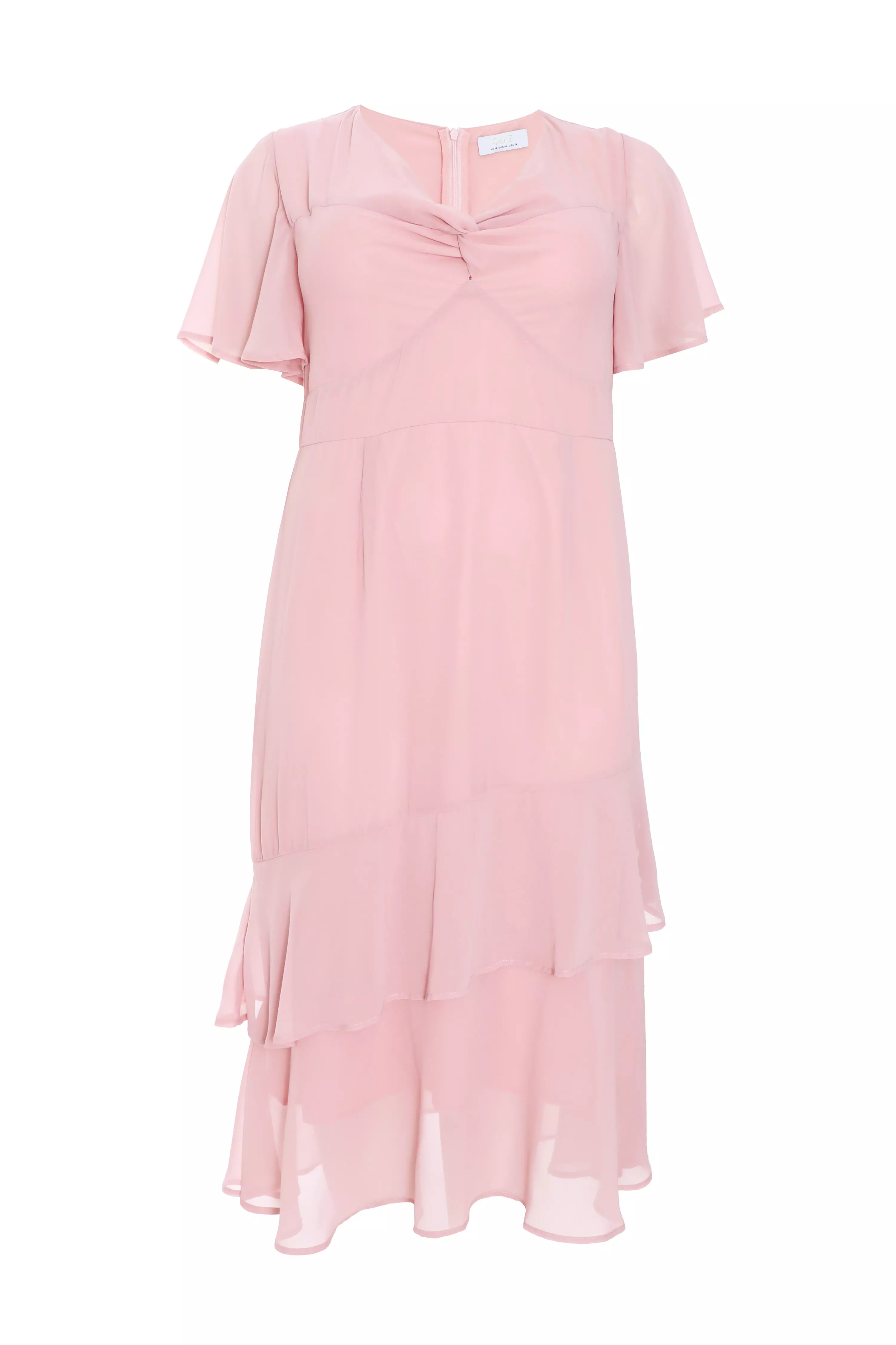 Curve Pink Chiffon Midaxi Dress