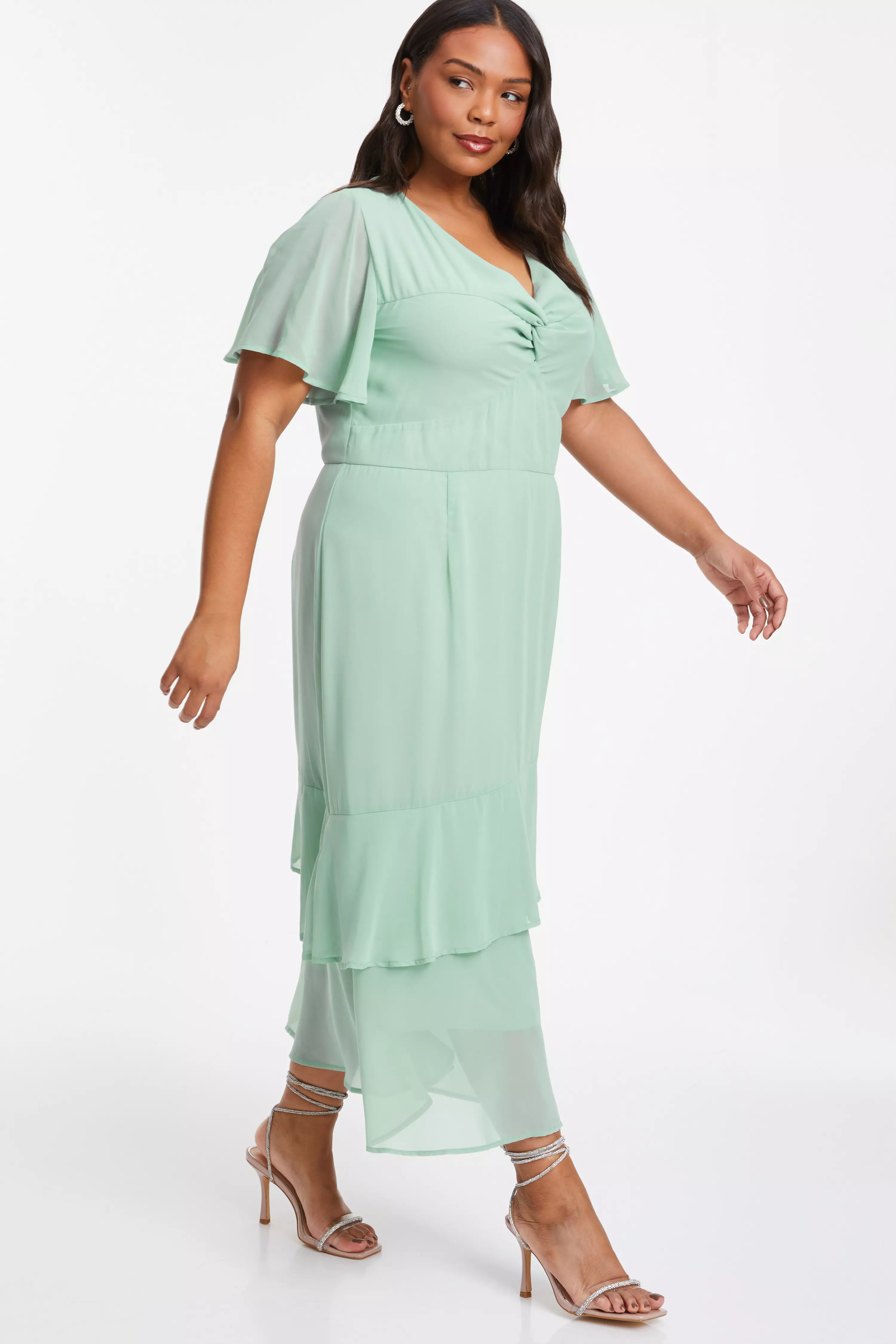 Curve Sage Chiffon Midaxi Dress