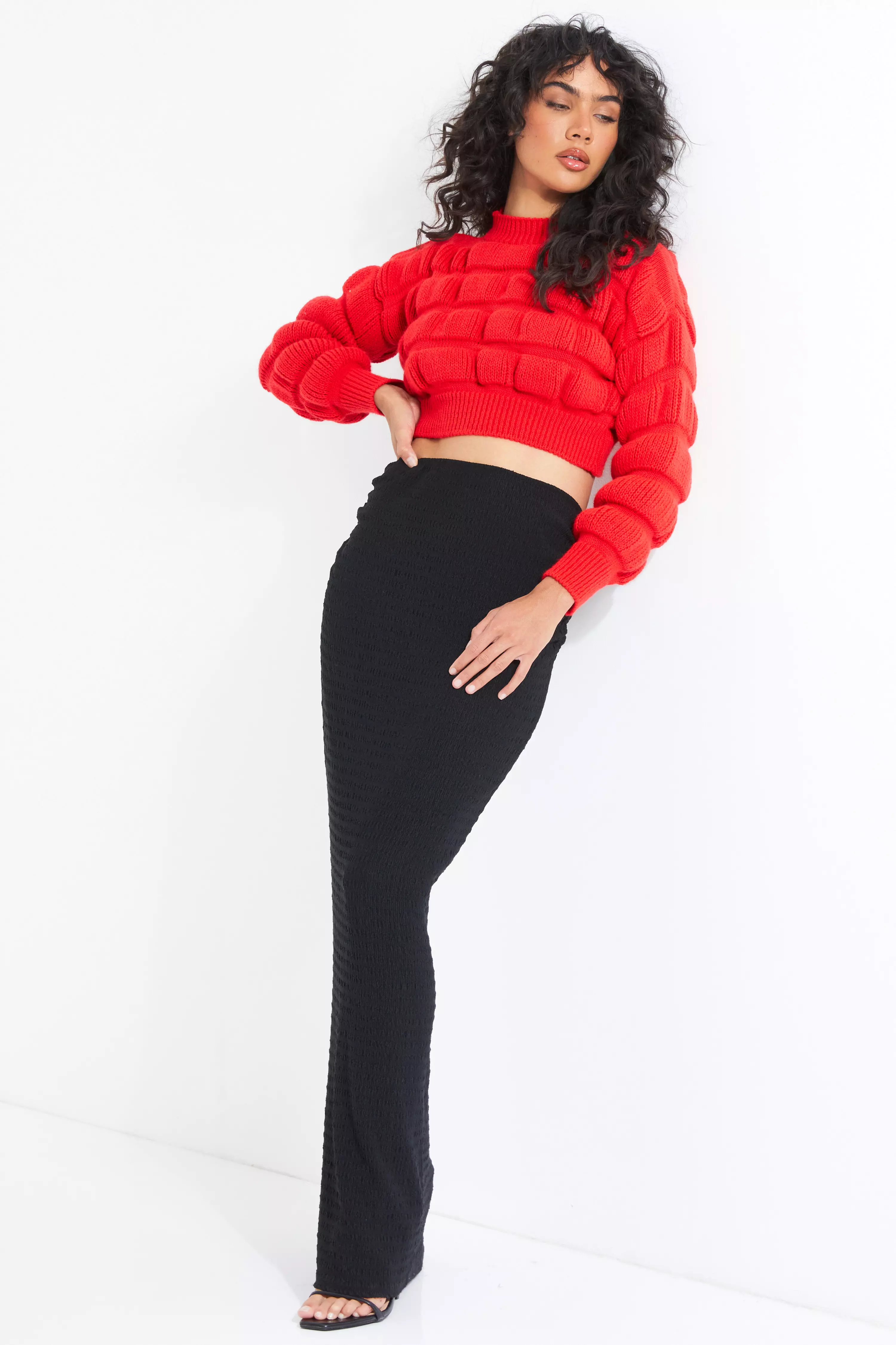 Red Bubble Textured Jumper