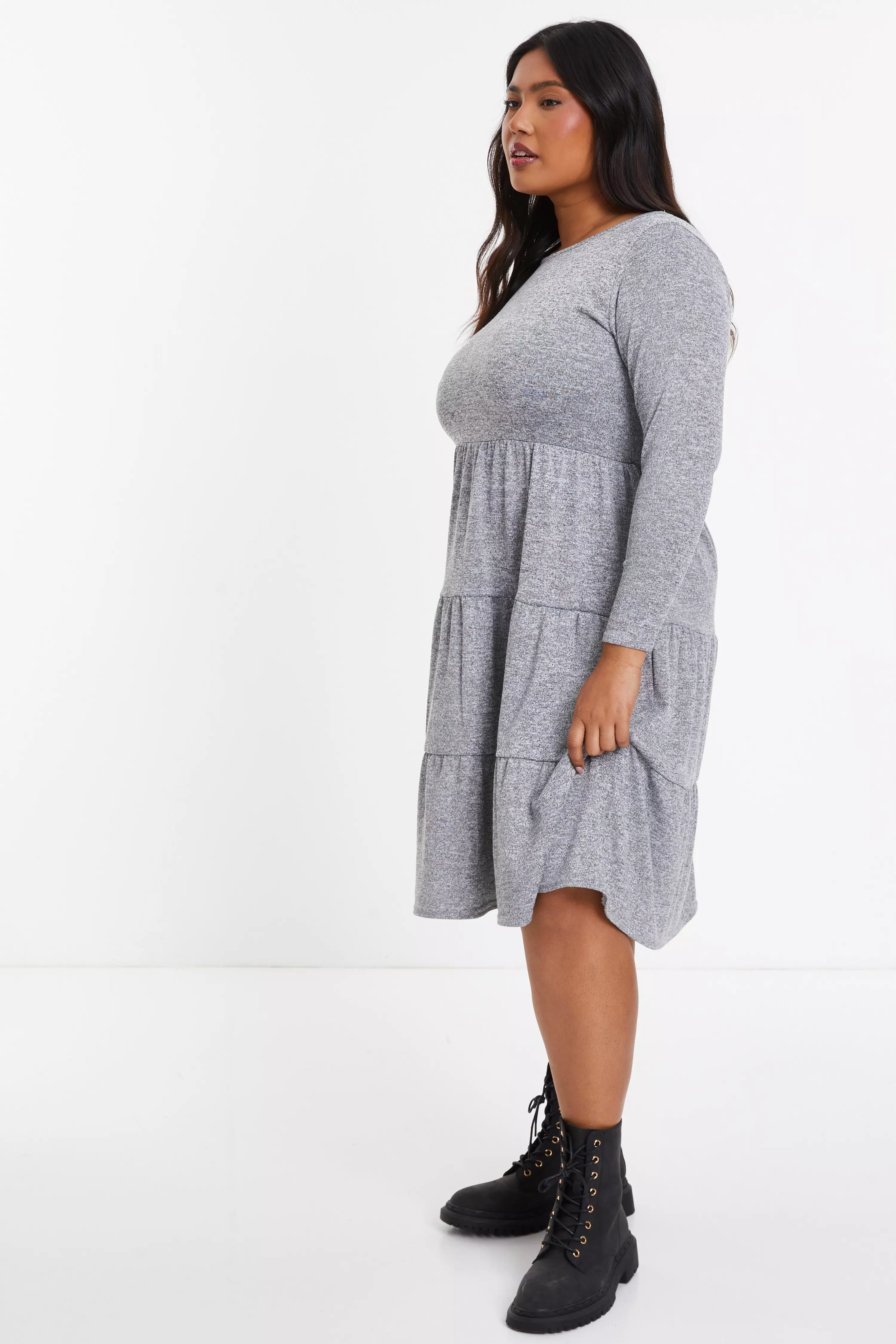 Curve Grey Tired Midi Dress