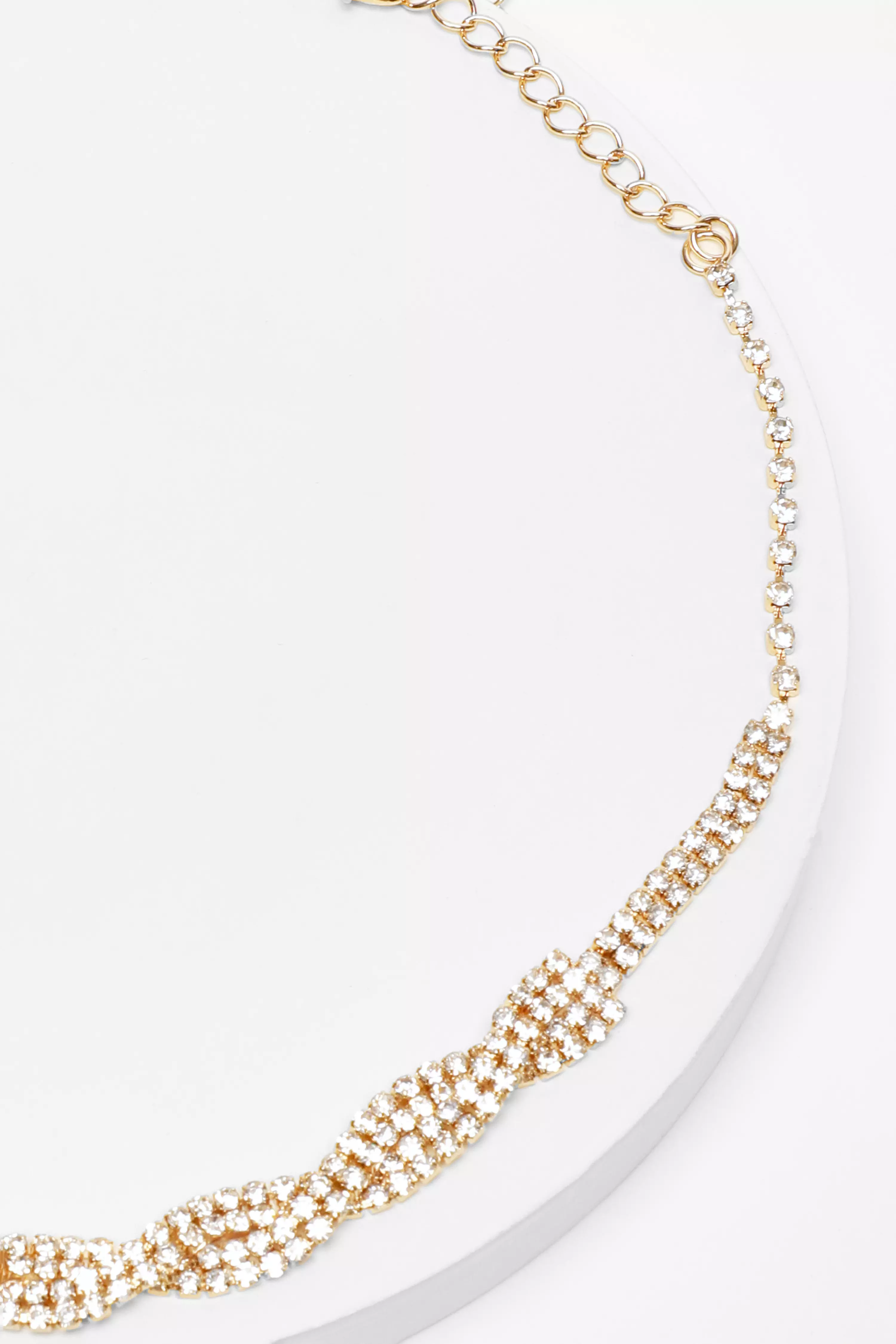 Gold Diamante Pleat Necklace