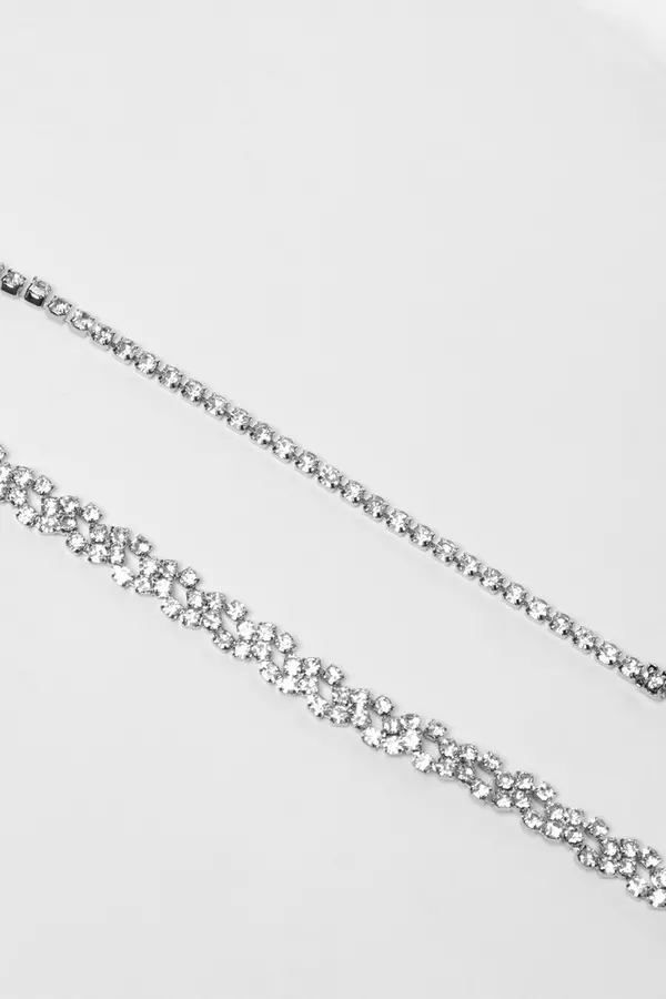 Silver Diamante Cluster Necklace
