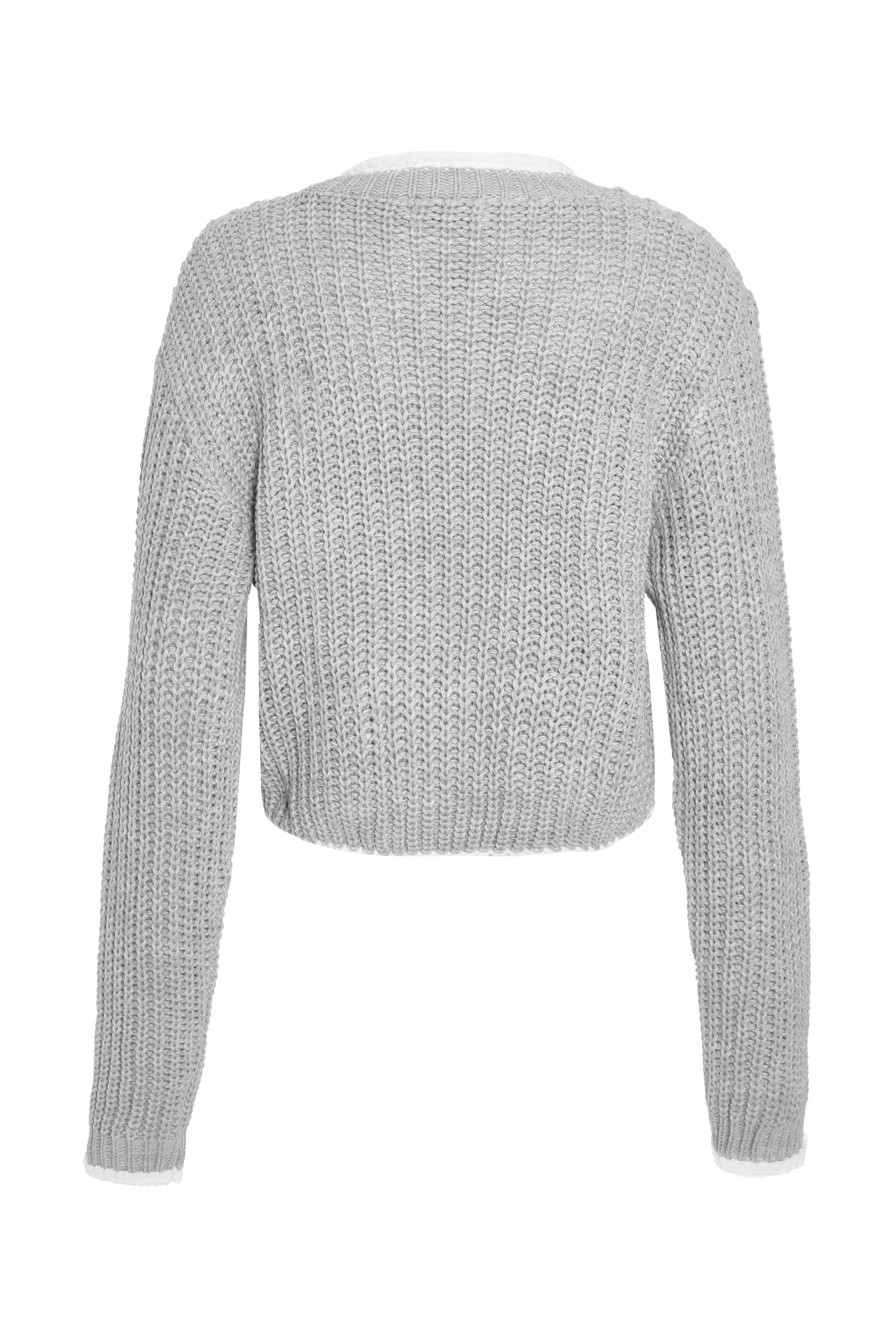 Grey Knitted Crop Jumper