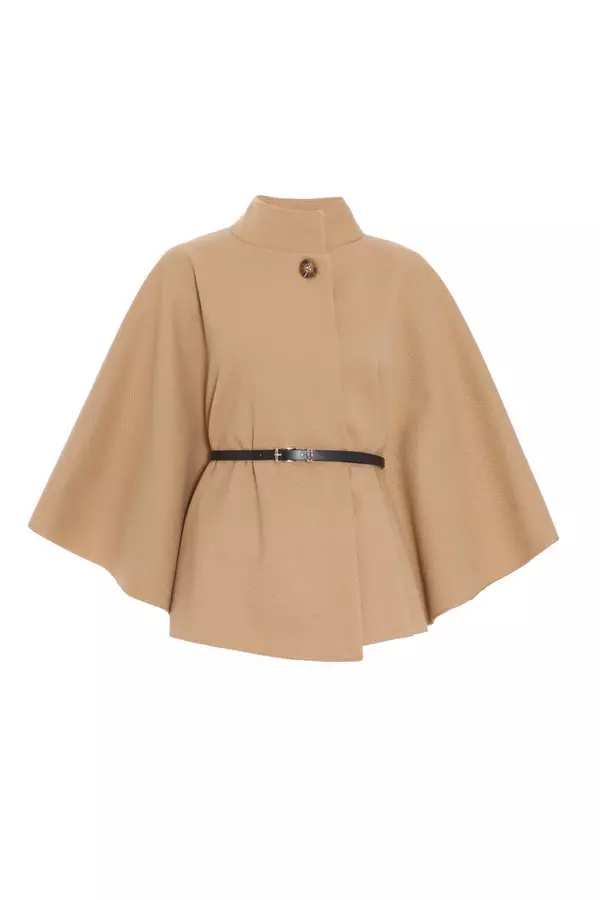 Beige Belted Cape