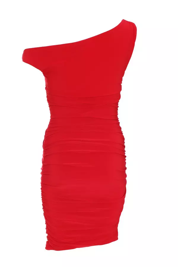 Red One Shoulder Bodycon Mini Dress