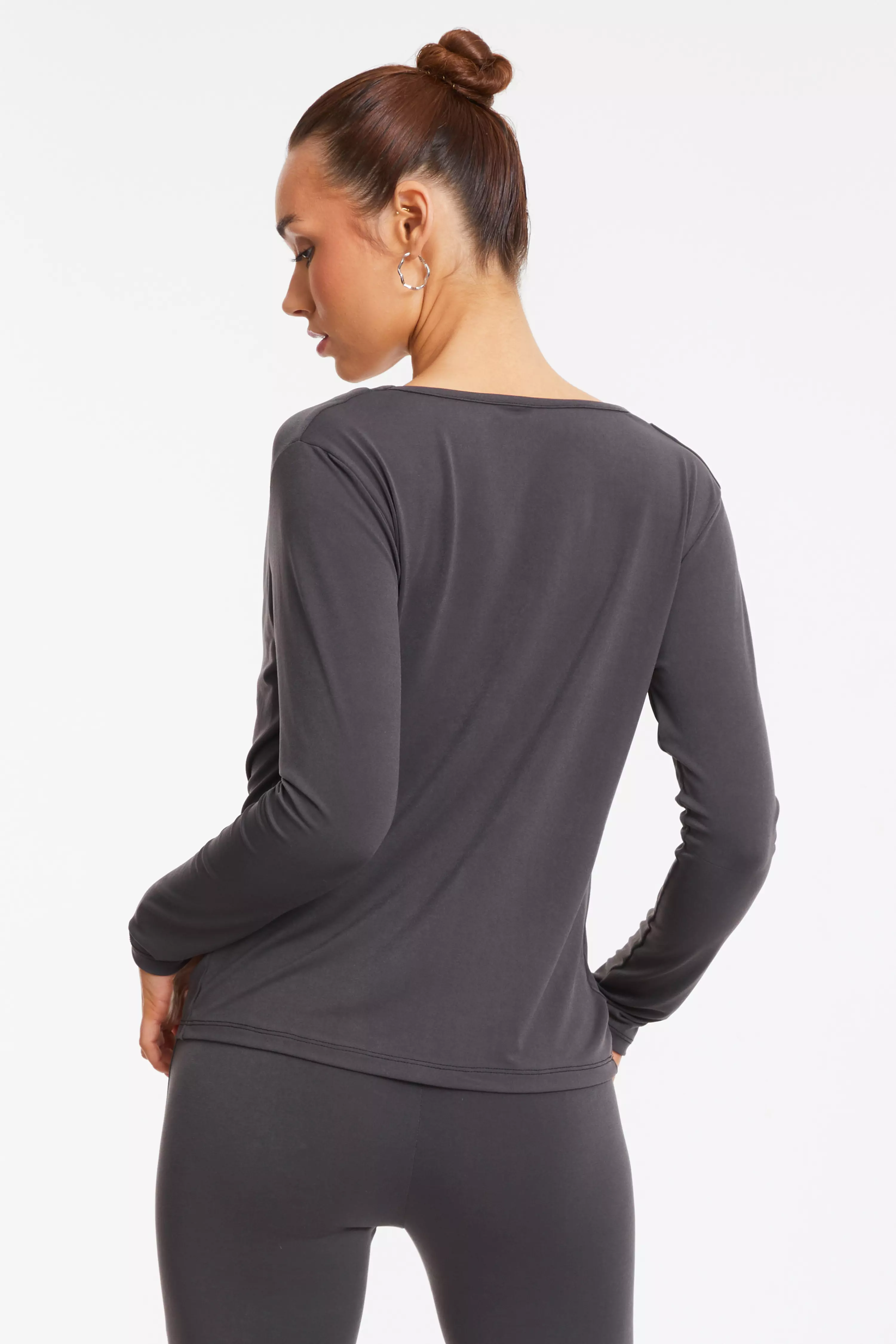 Grey Cowl Neck Top