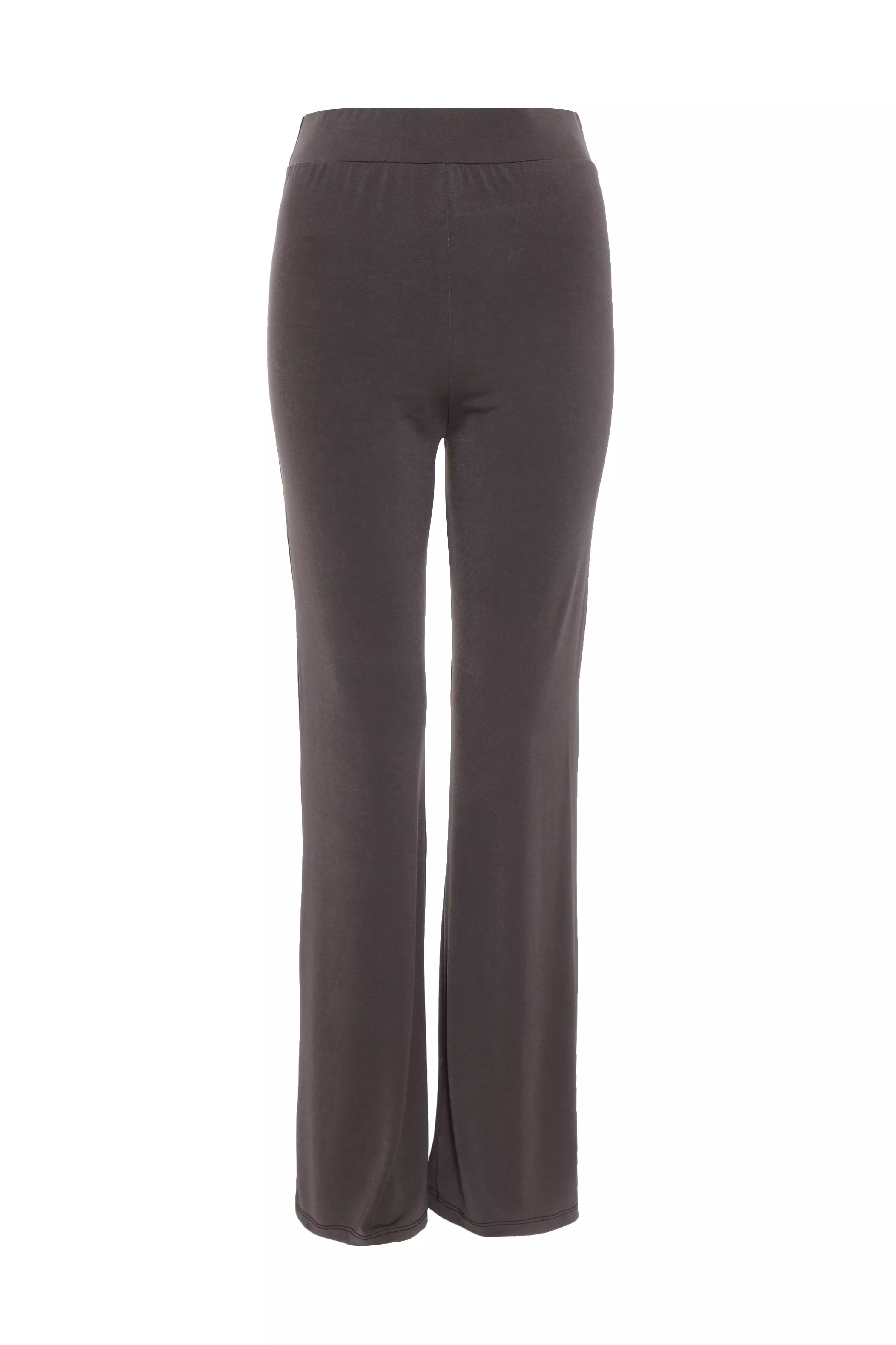 Grey Stretch Wide Leg Trousers