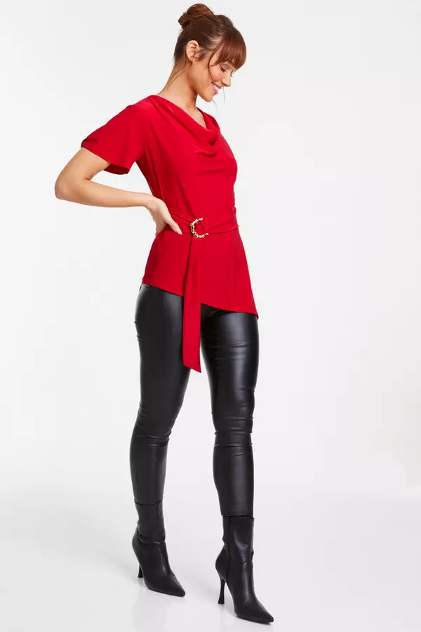 Red Buckle Asymmetric Top