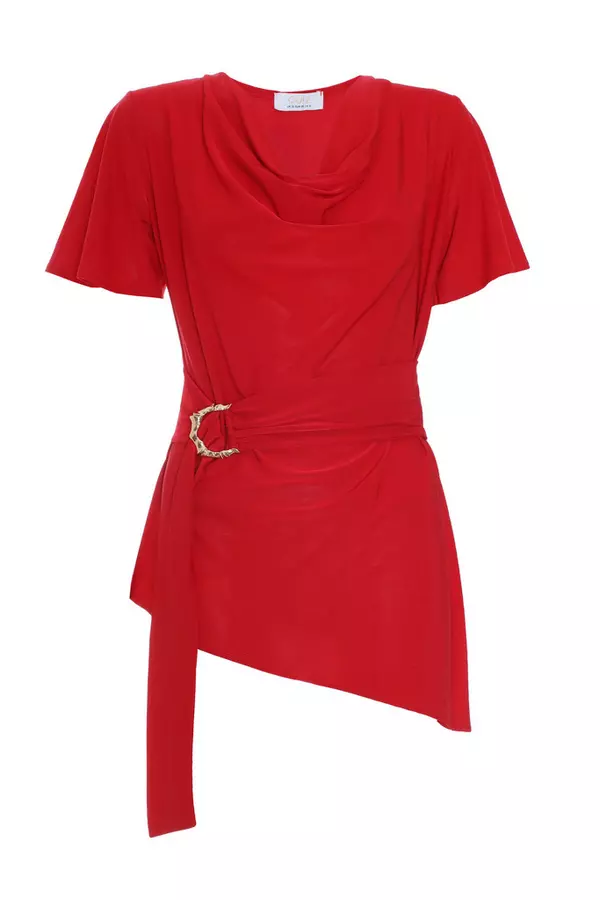 Red Buckle Asymmetric Top