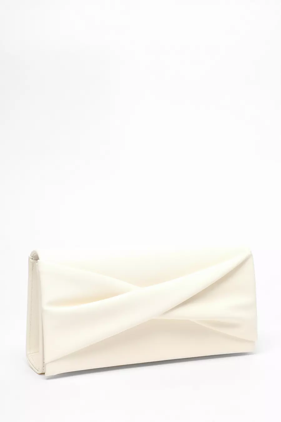 Cream Faux Leather Twist Clutch Bag QUIZ Clothing