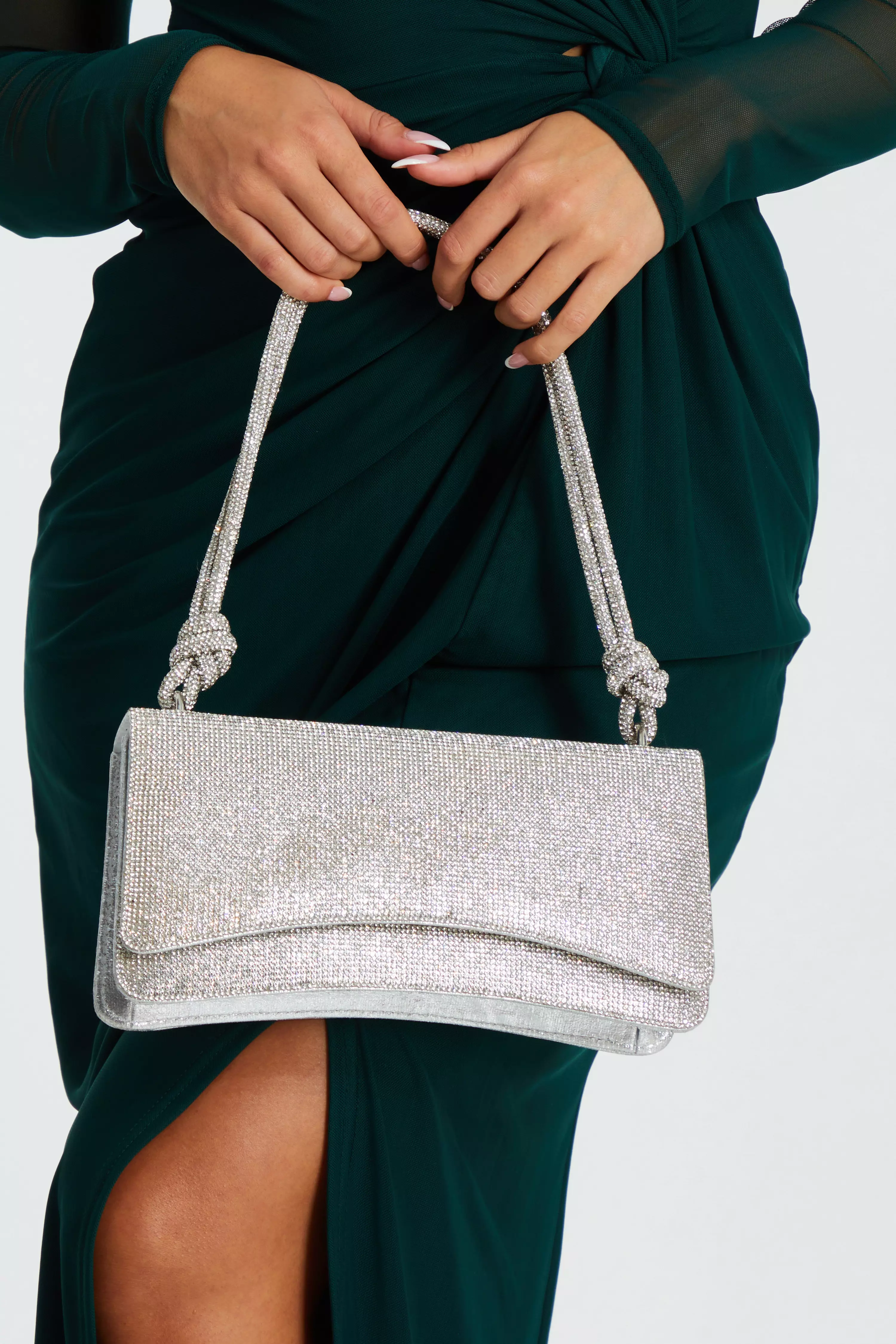 Silver Diamante Shoulder Bag