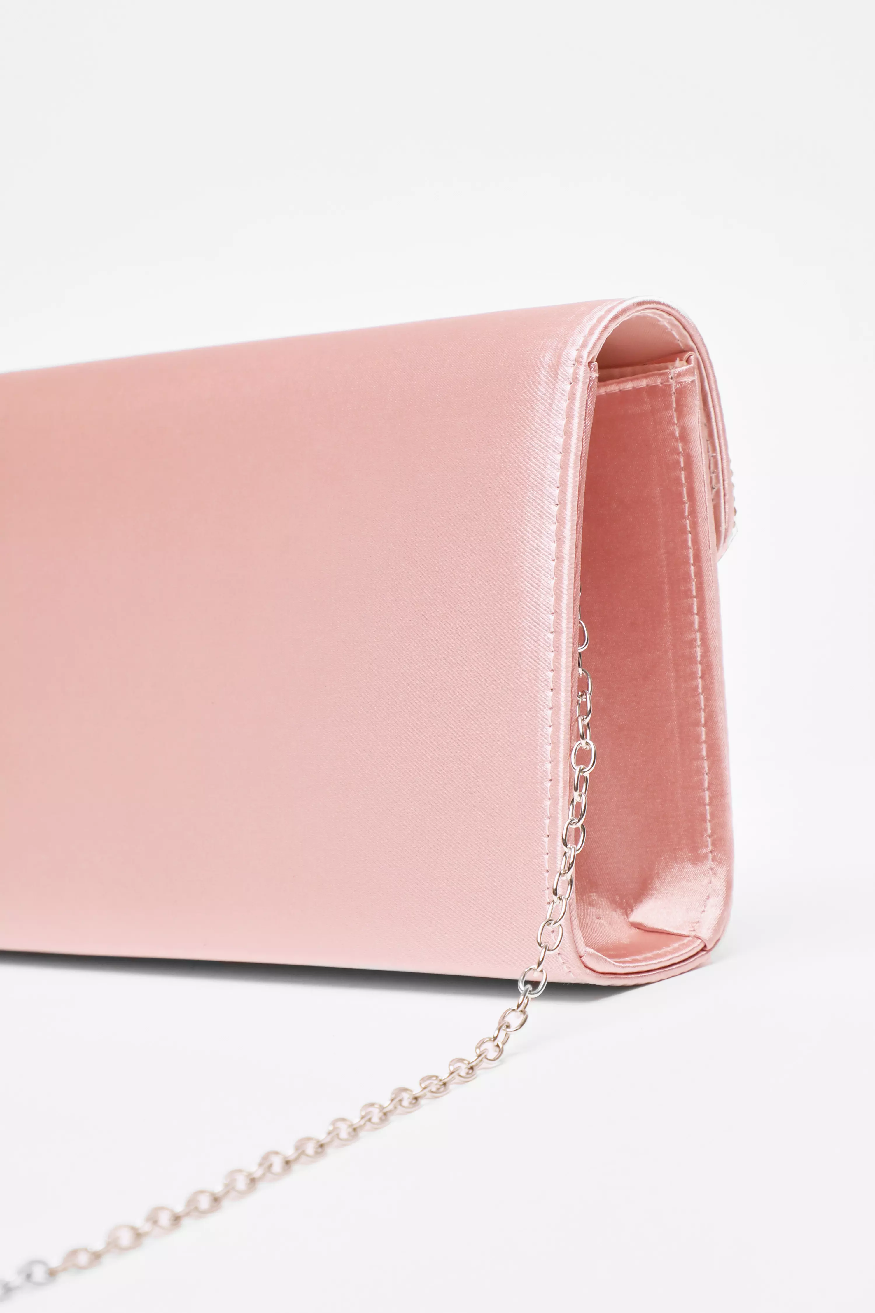 Pink Diamante Trim Clutch Bag