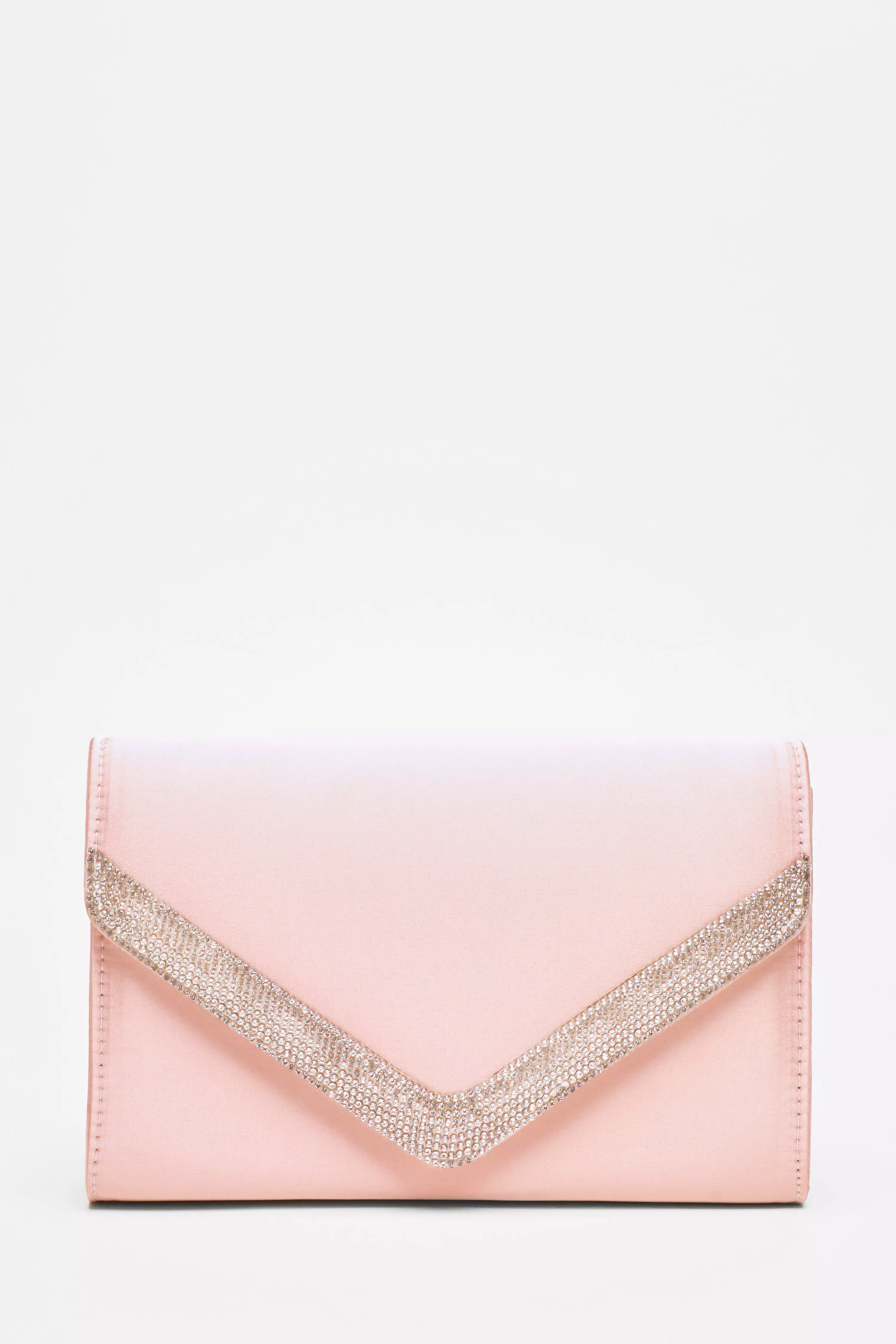 Pink Diamante Trim Clutch Bag