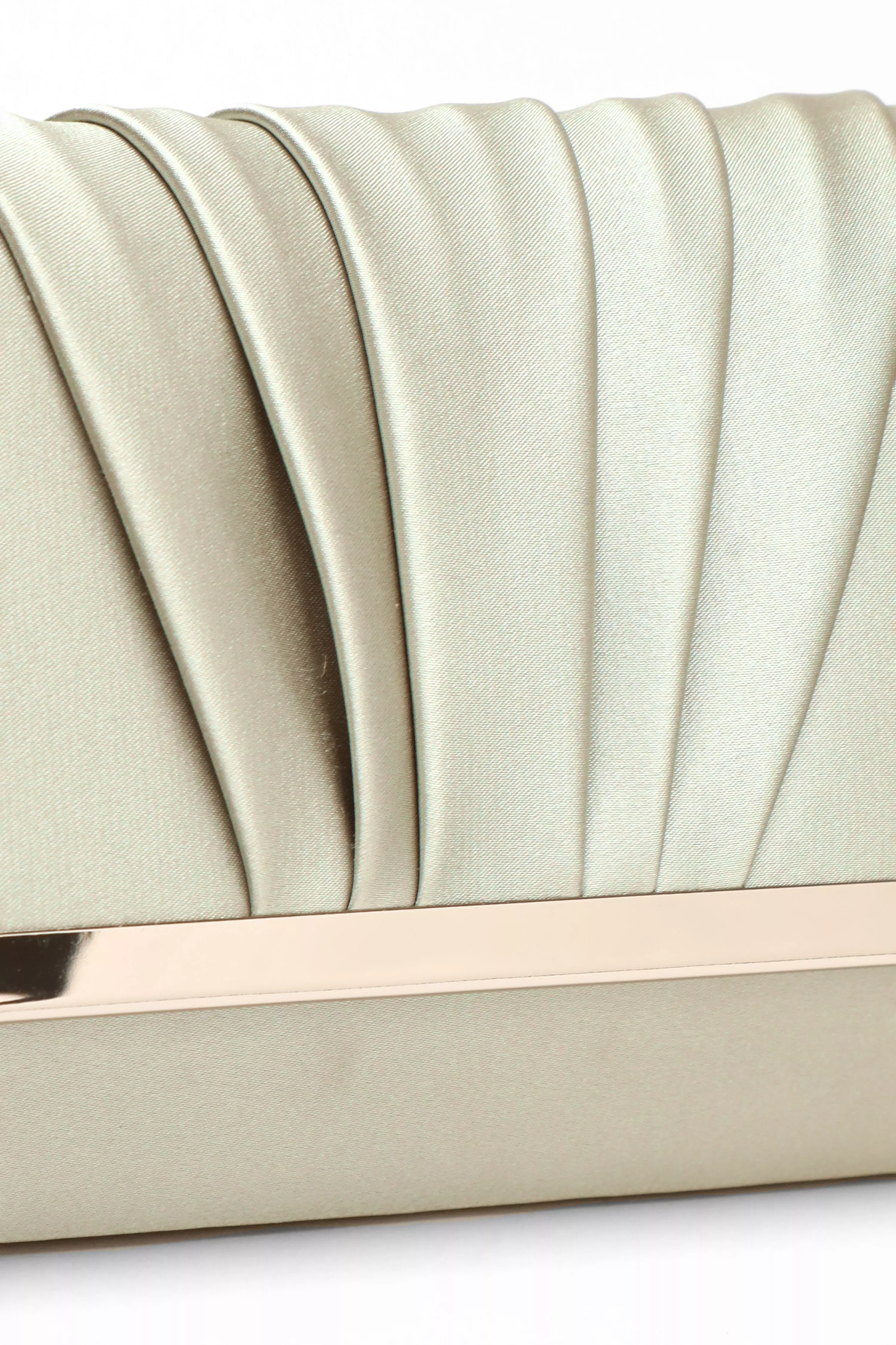 Sage Satin Pleated Clutch Bag