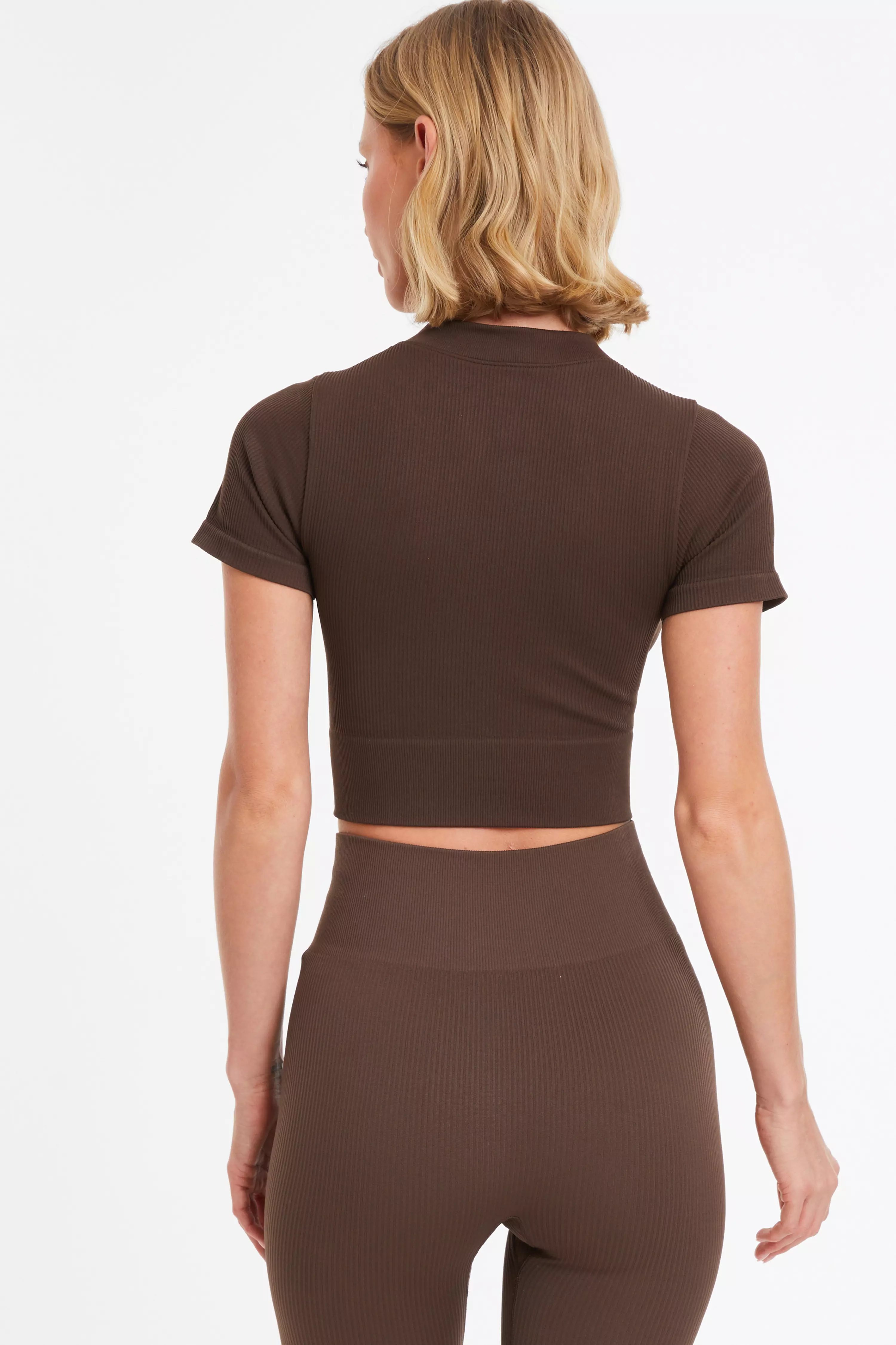 Brown Seamless Crop Top