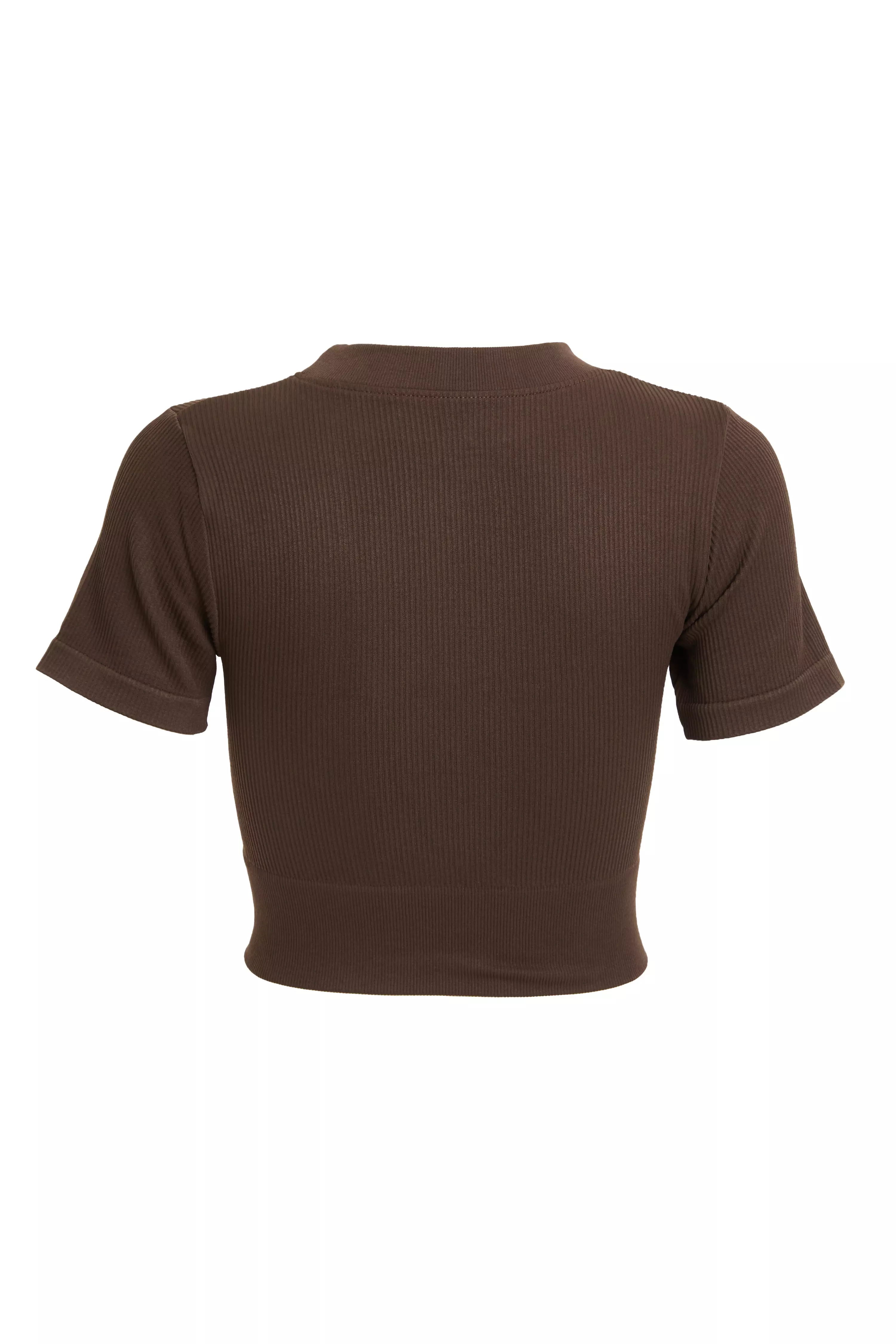 Brown Seamless Crop Top