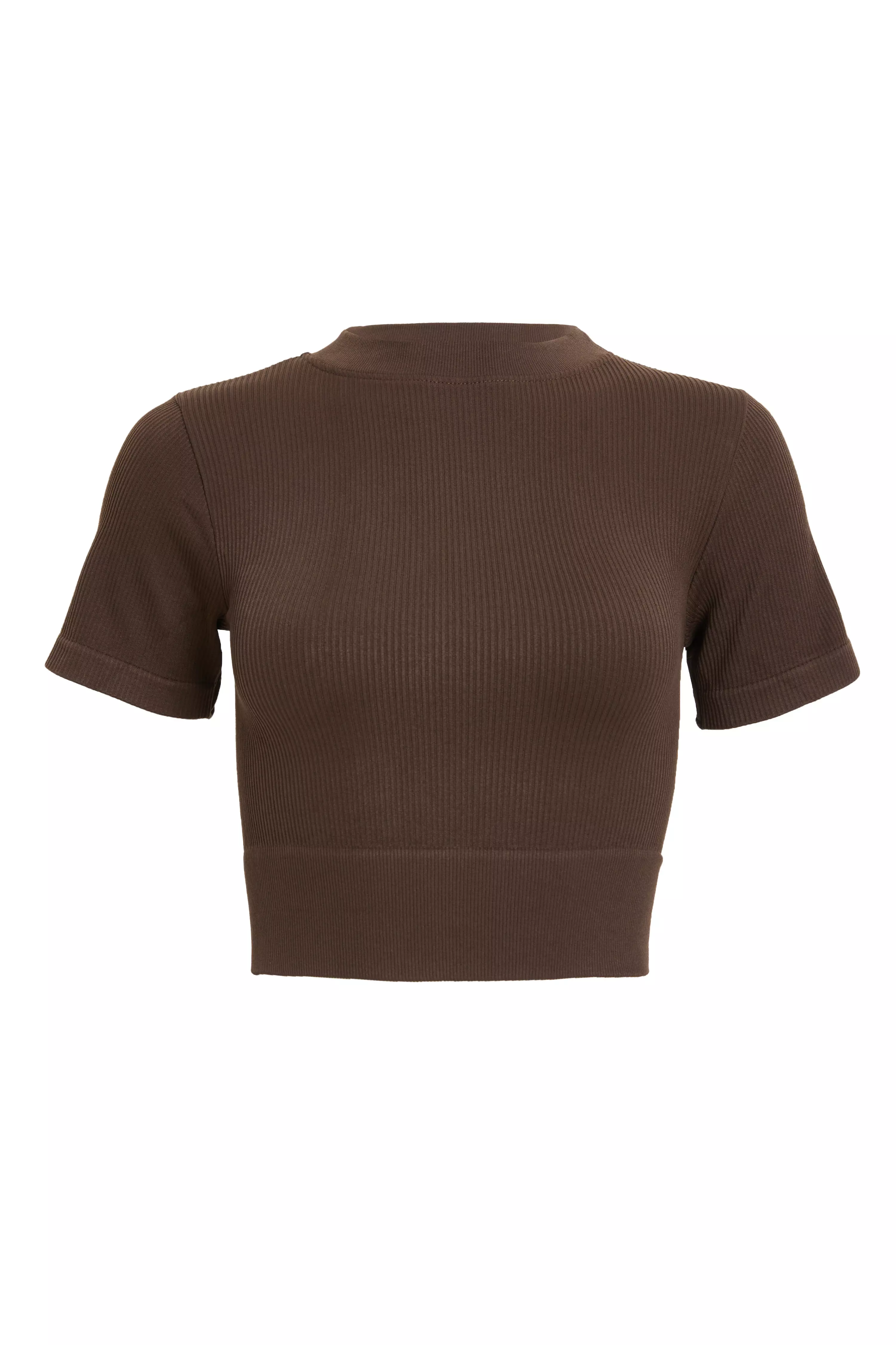 Brown Seamless Crop Top