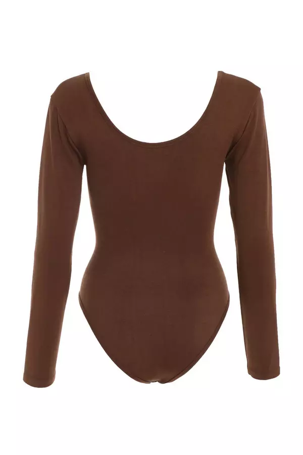 Brown Seamless Long Sleeve Bodysuit