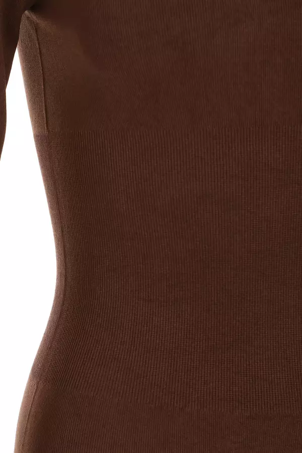 Brown Seamless Long Sleeve Bodysuit