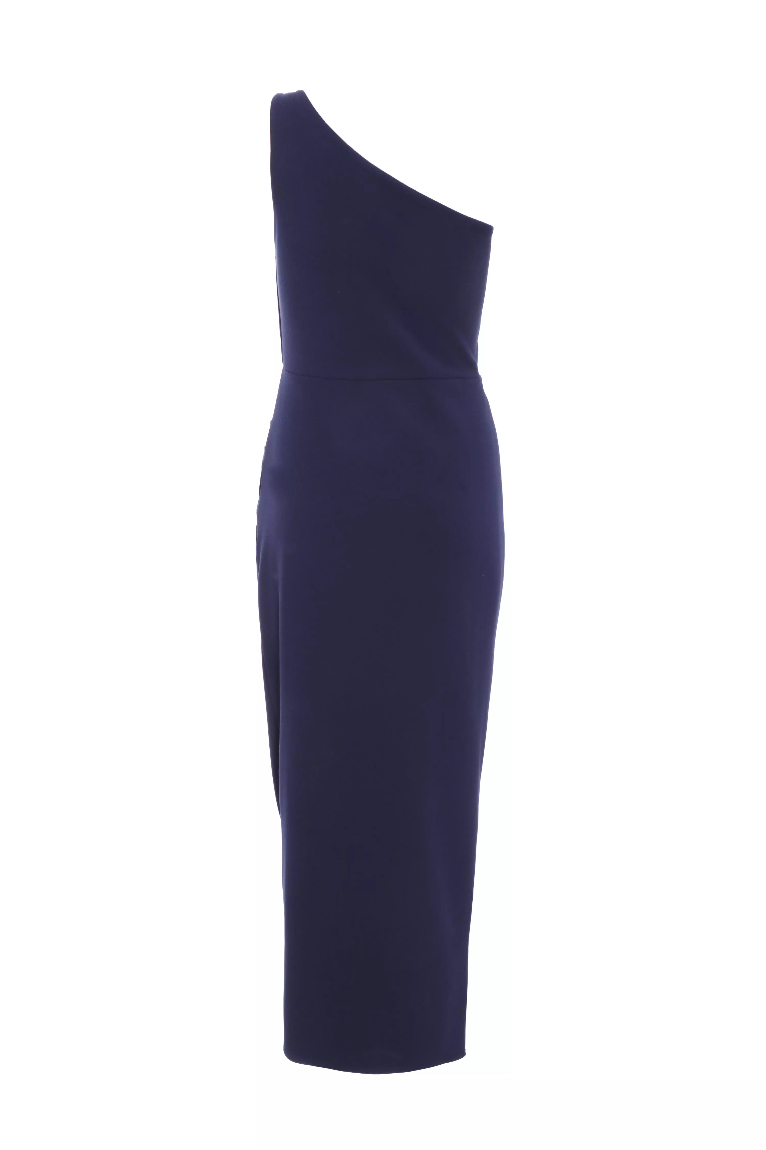 Navy One Shoulder Midaxi Dress