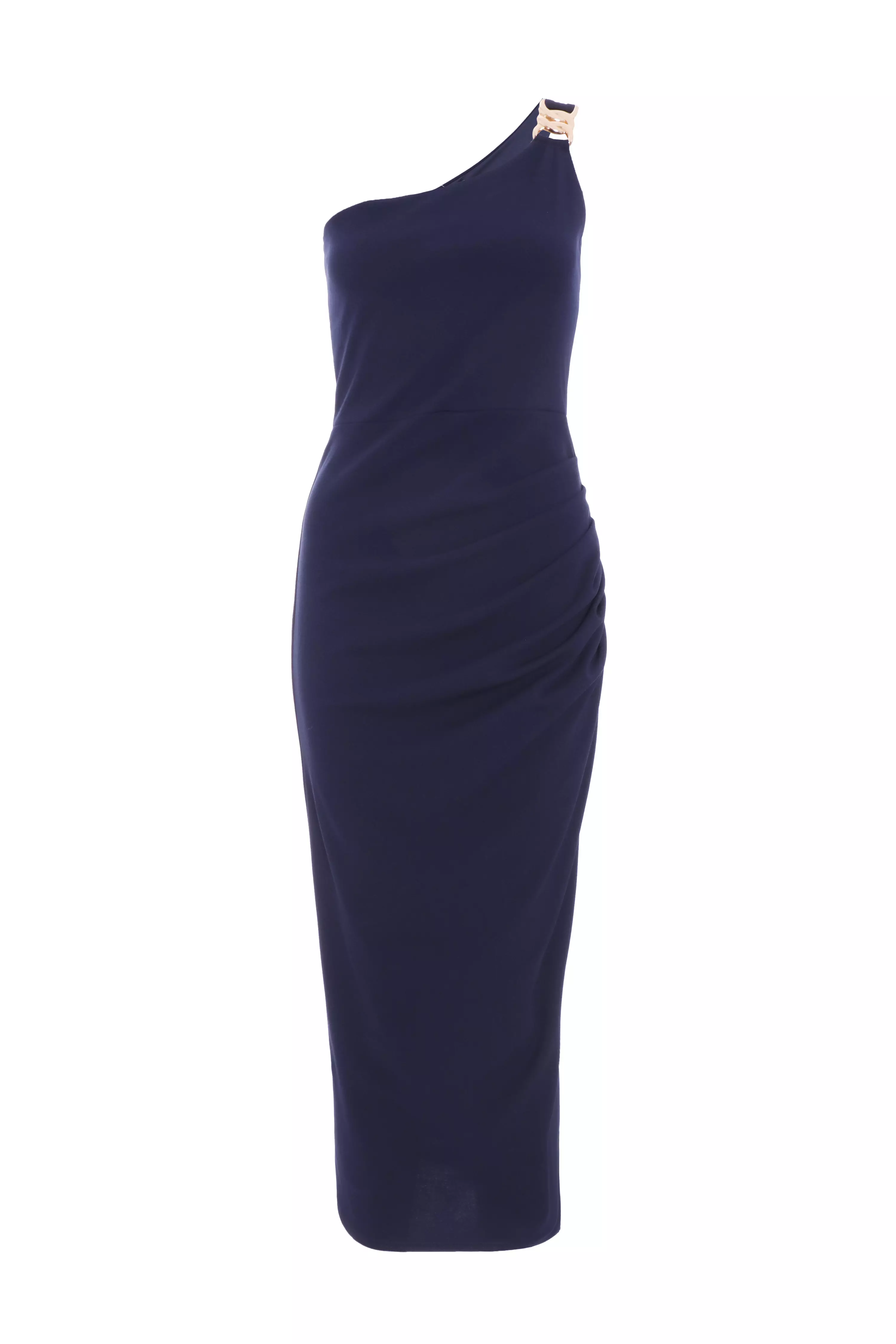 Navy One Shoulder Midaxi Dress