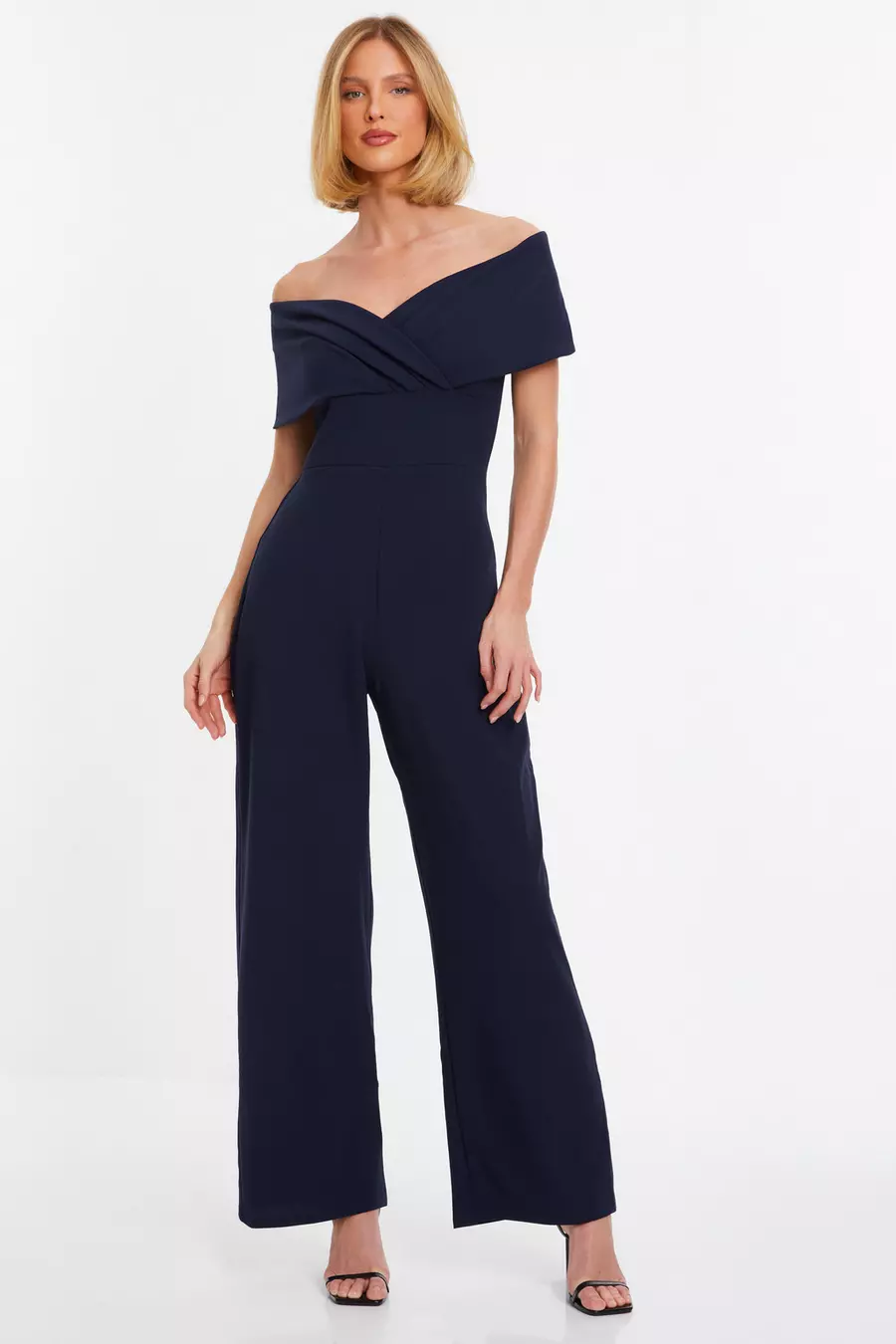 Navy Bardot Palazzo Jumpsuit QUIZ Clothing