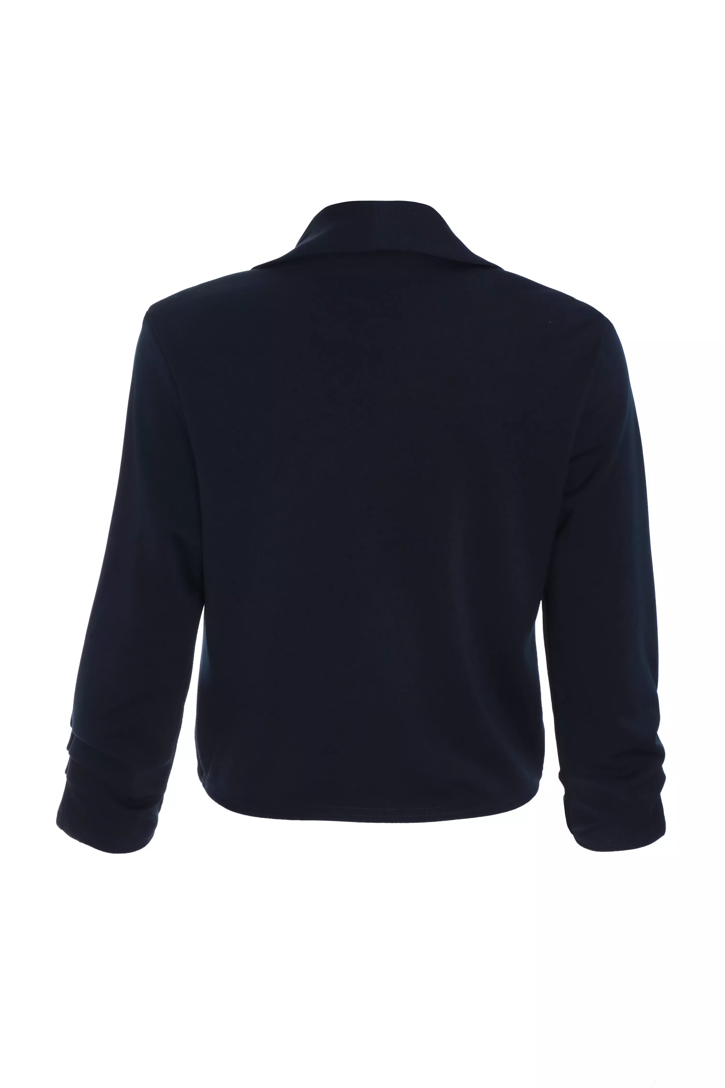 Navy Shawl Collar Crop Jacket