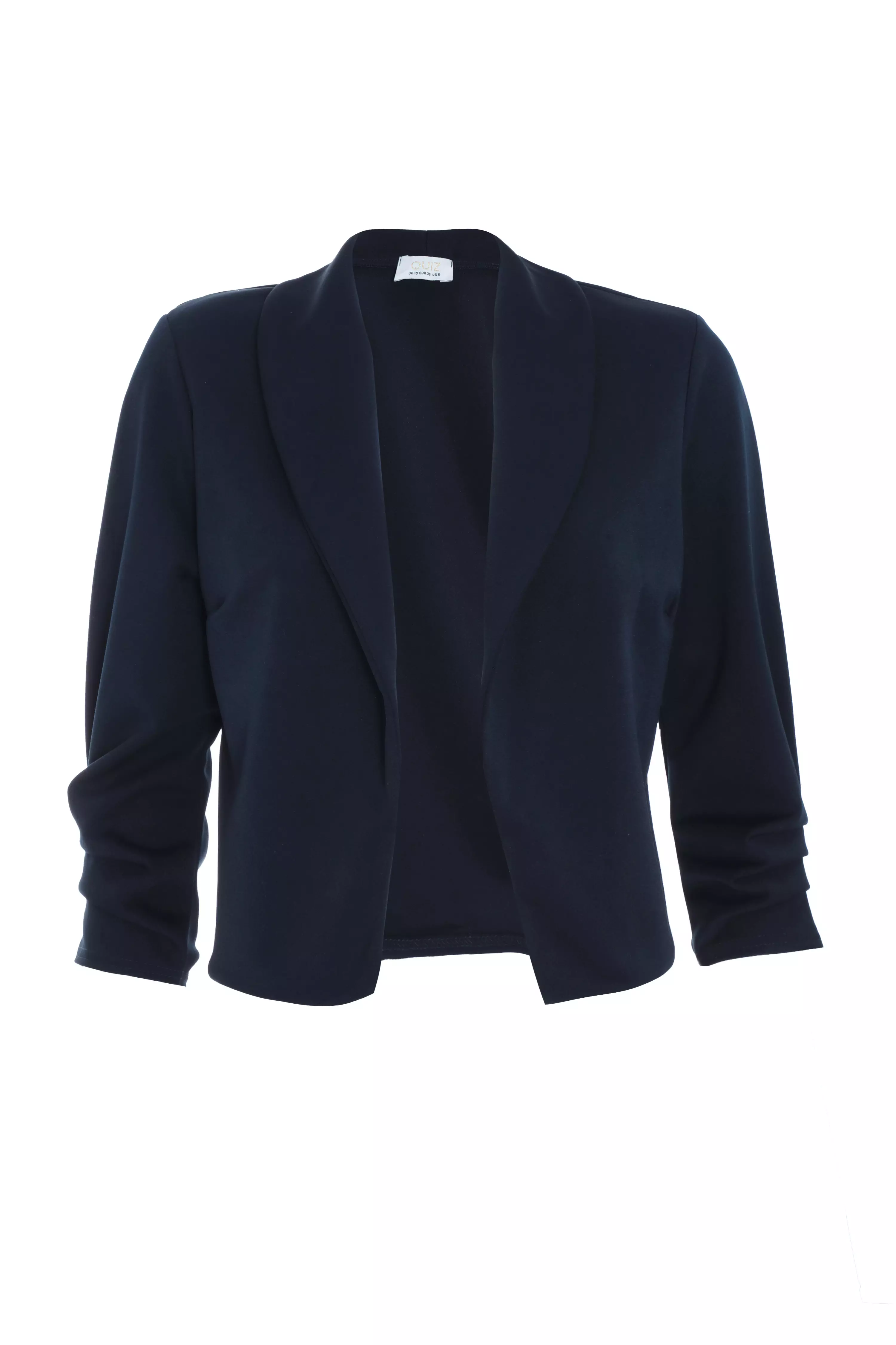 Navy Shawl Collar Crop Jacket