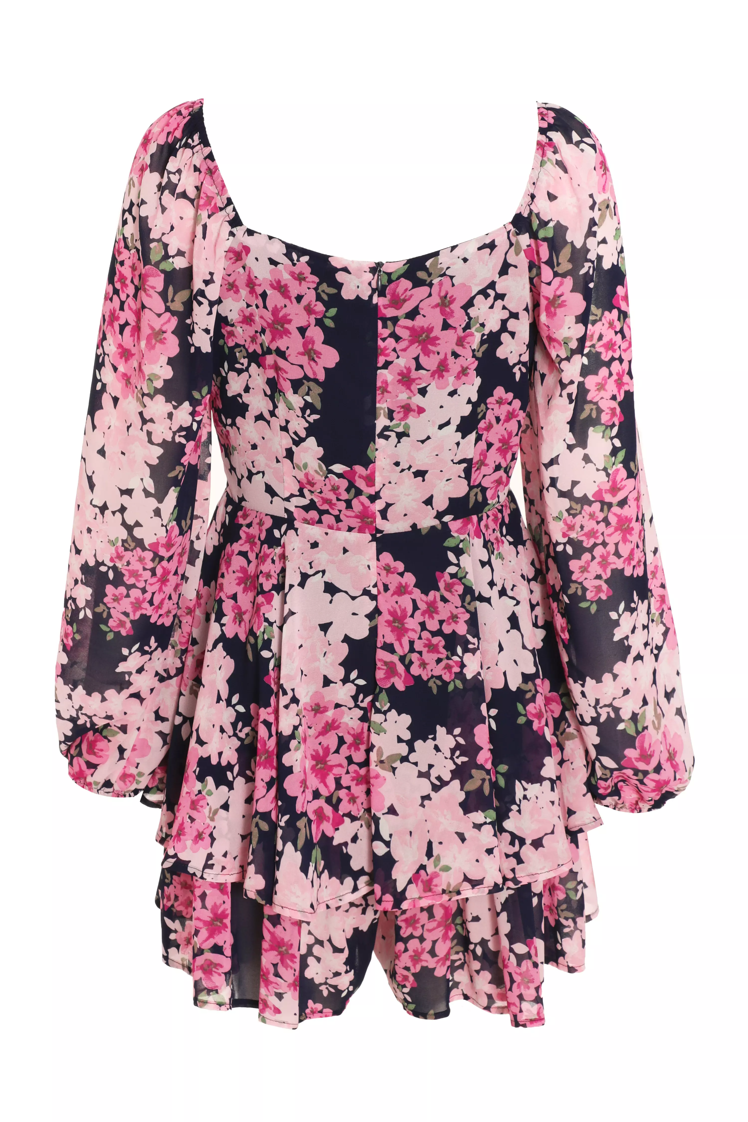 Pink Floral Tiered Playsuit