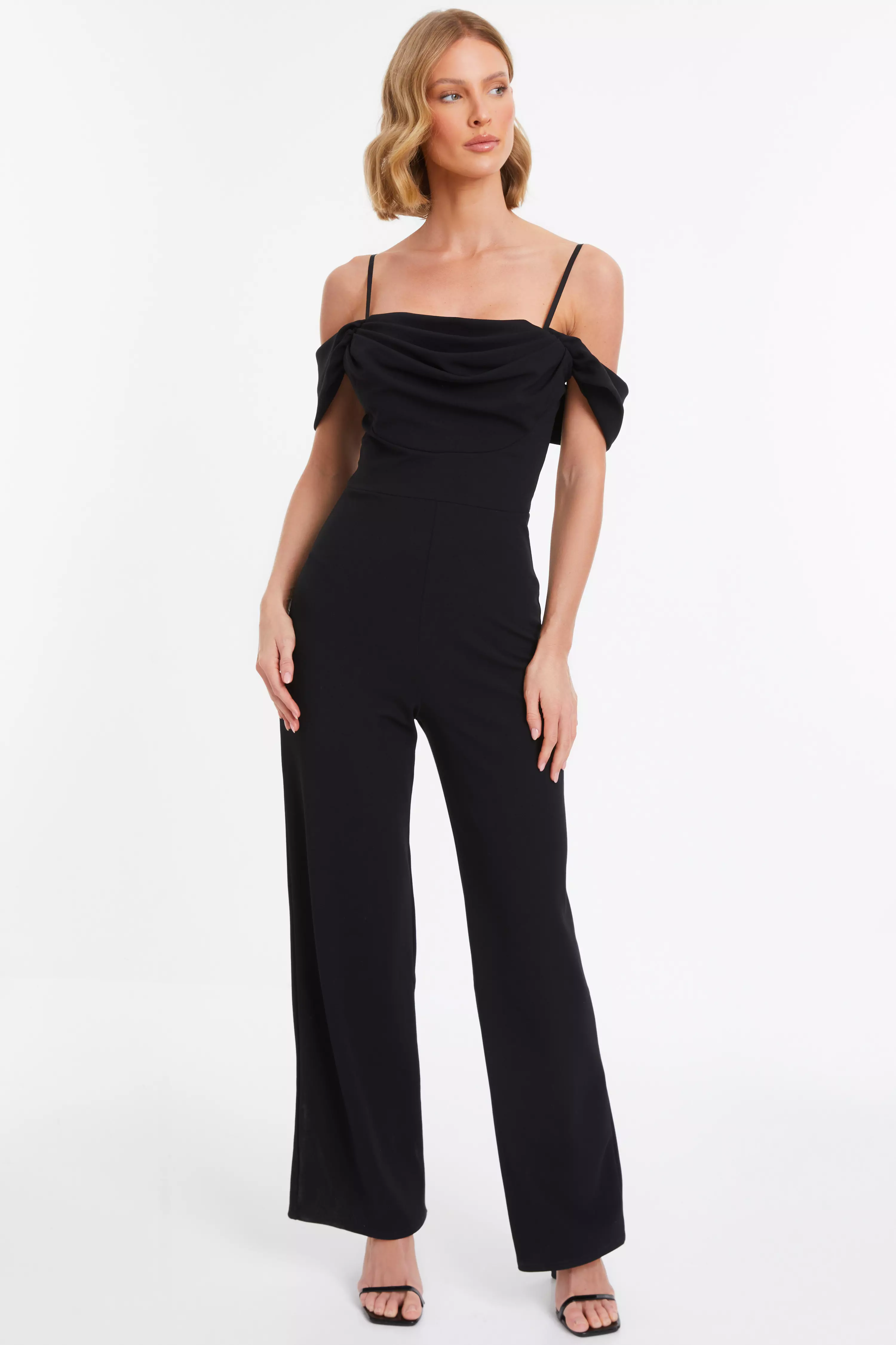 Black Drop Shoulder Palazzo Jumpsuit