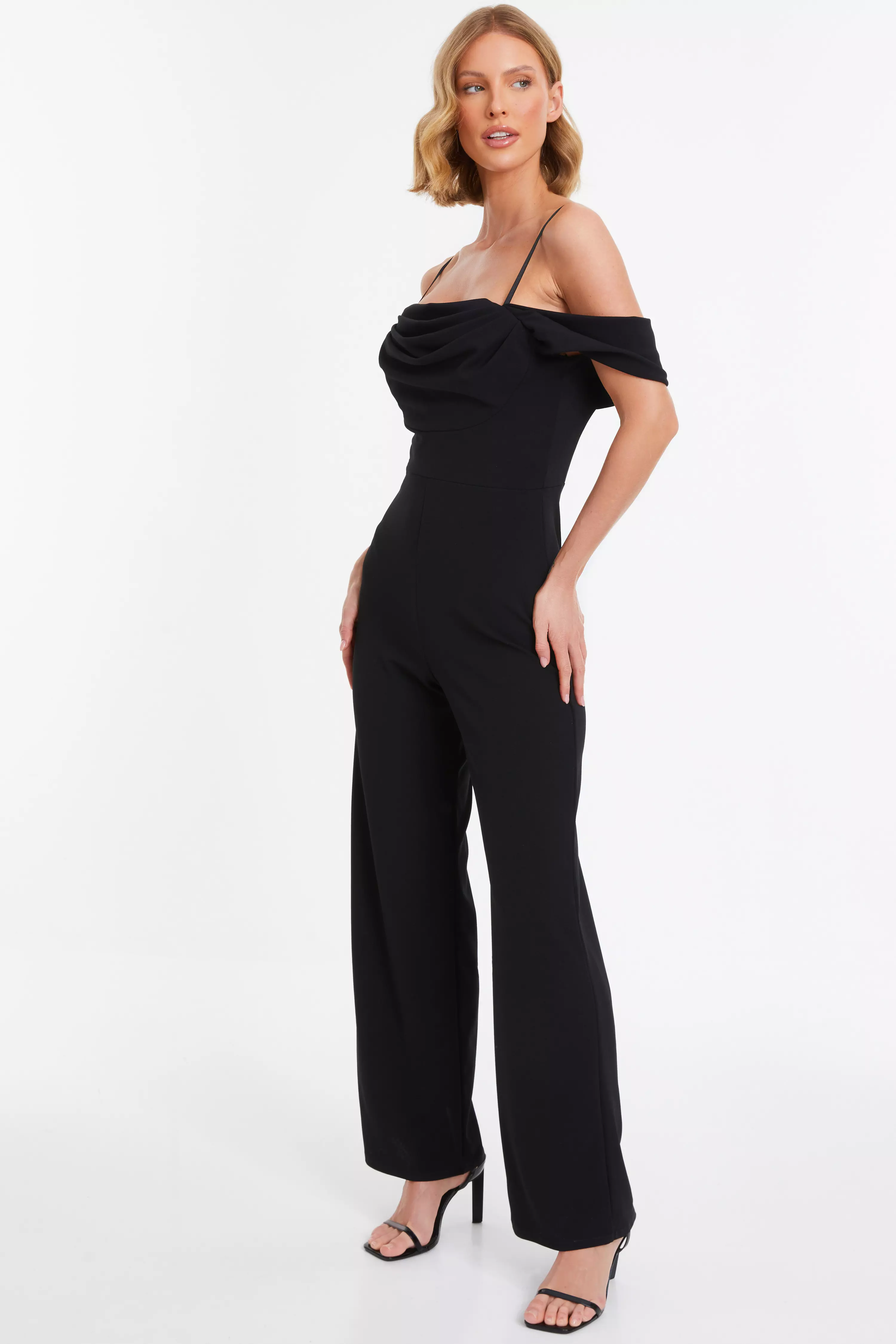 Black Drop Shoulder Palazzo Jumpsuit