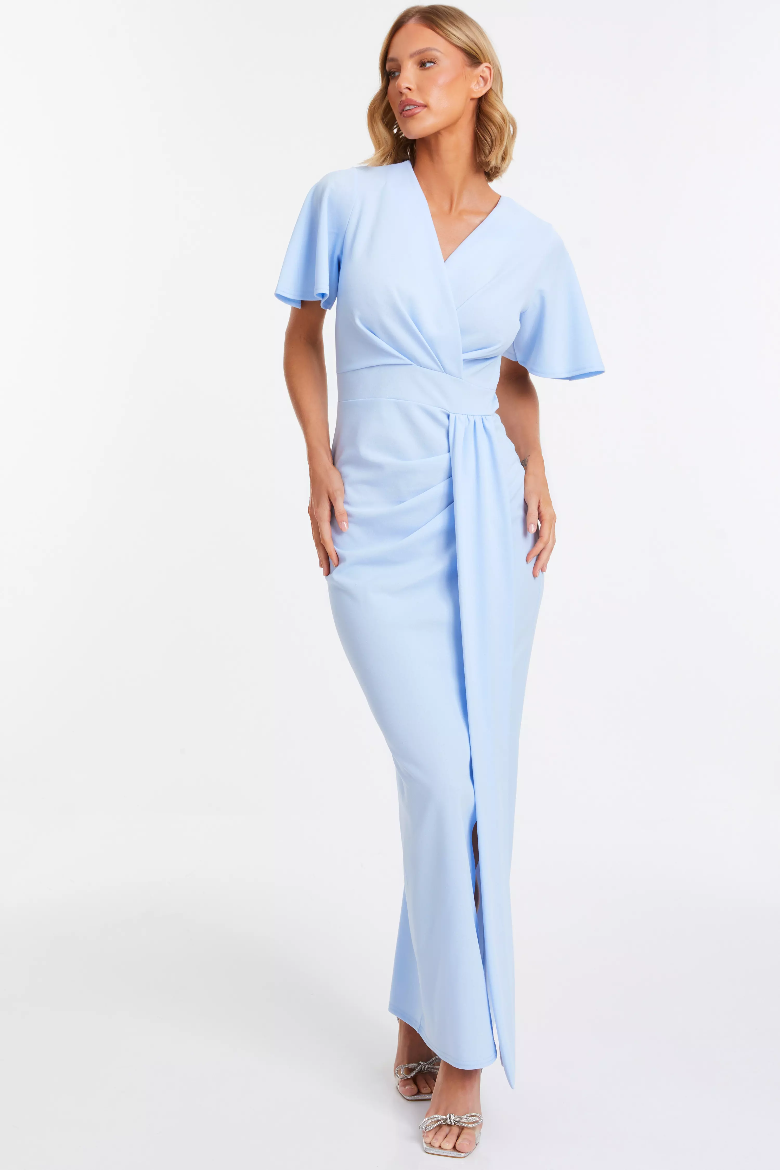 Light Blue Wrap Maxi Dress QUIZ Clothing