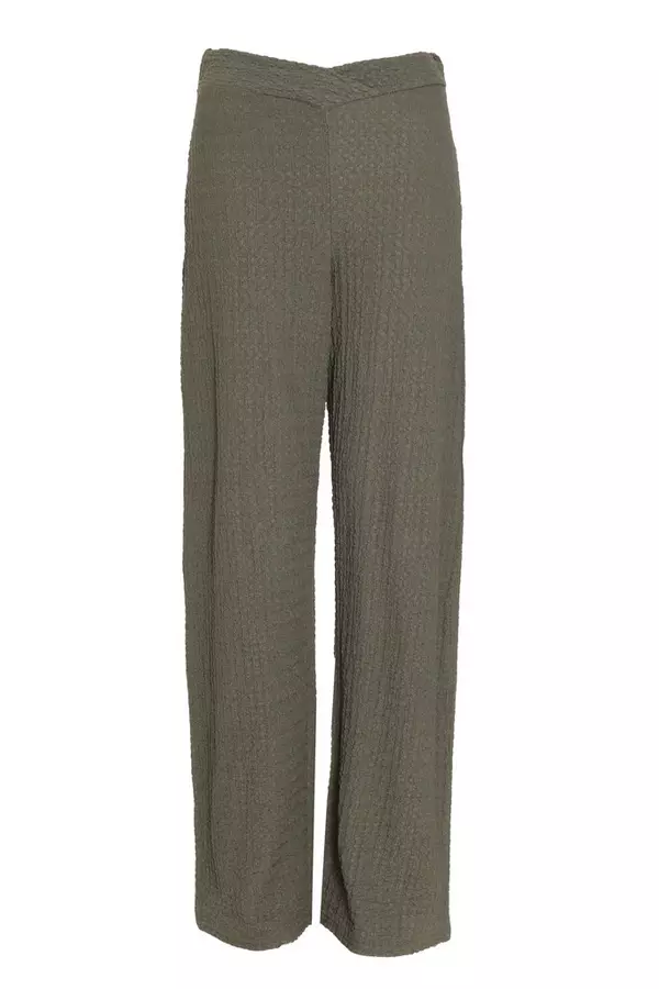 Black Textured Knot Front Trouser