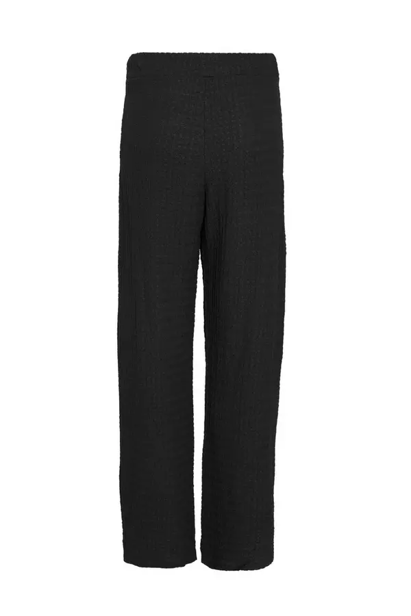 Black Textured Palazzo Trousers