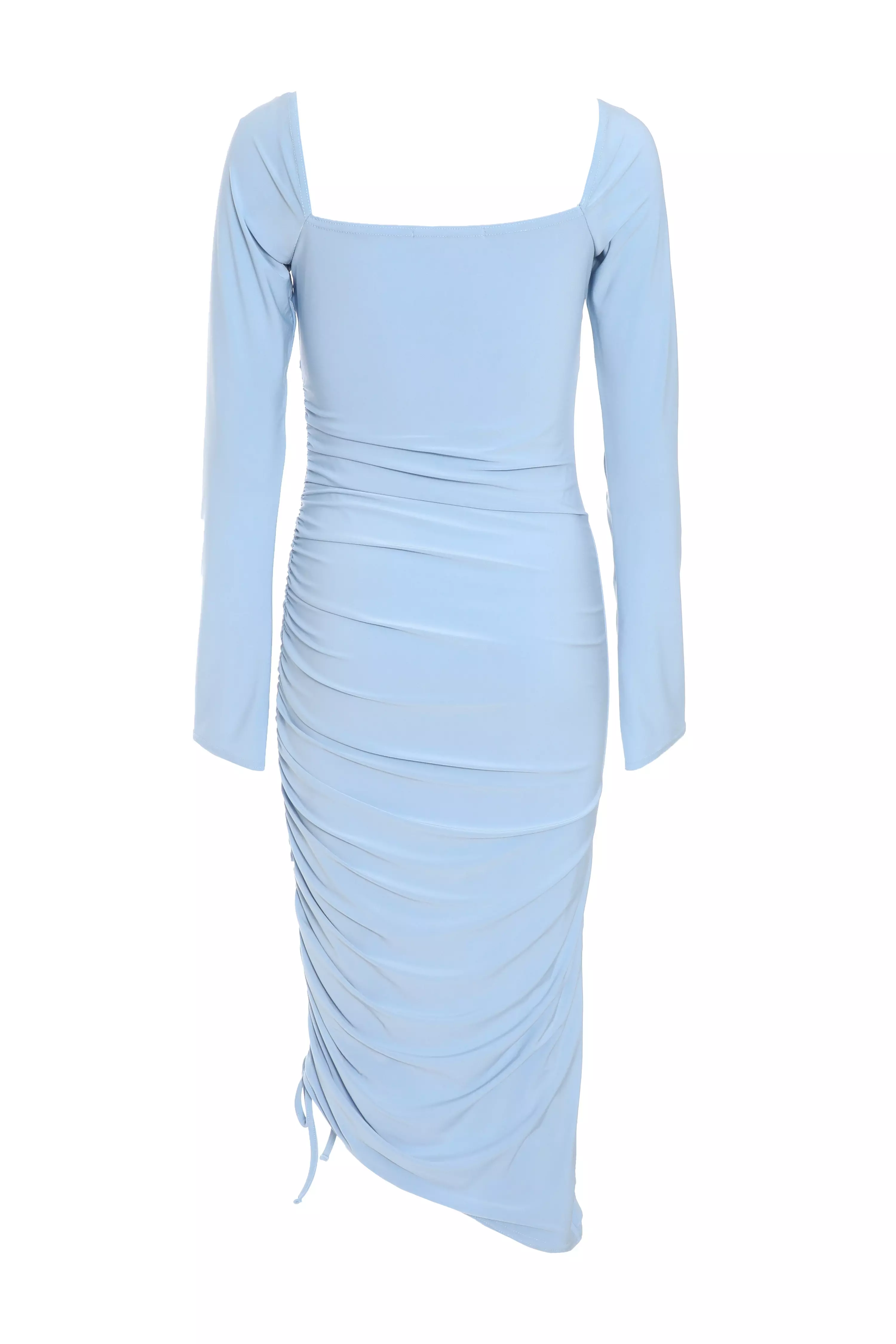 Blue Ruched Midi Dress