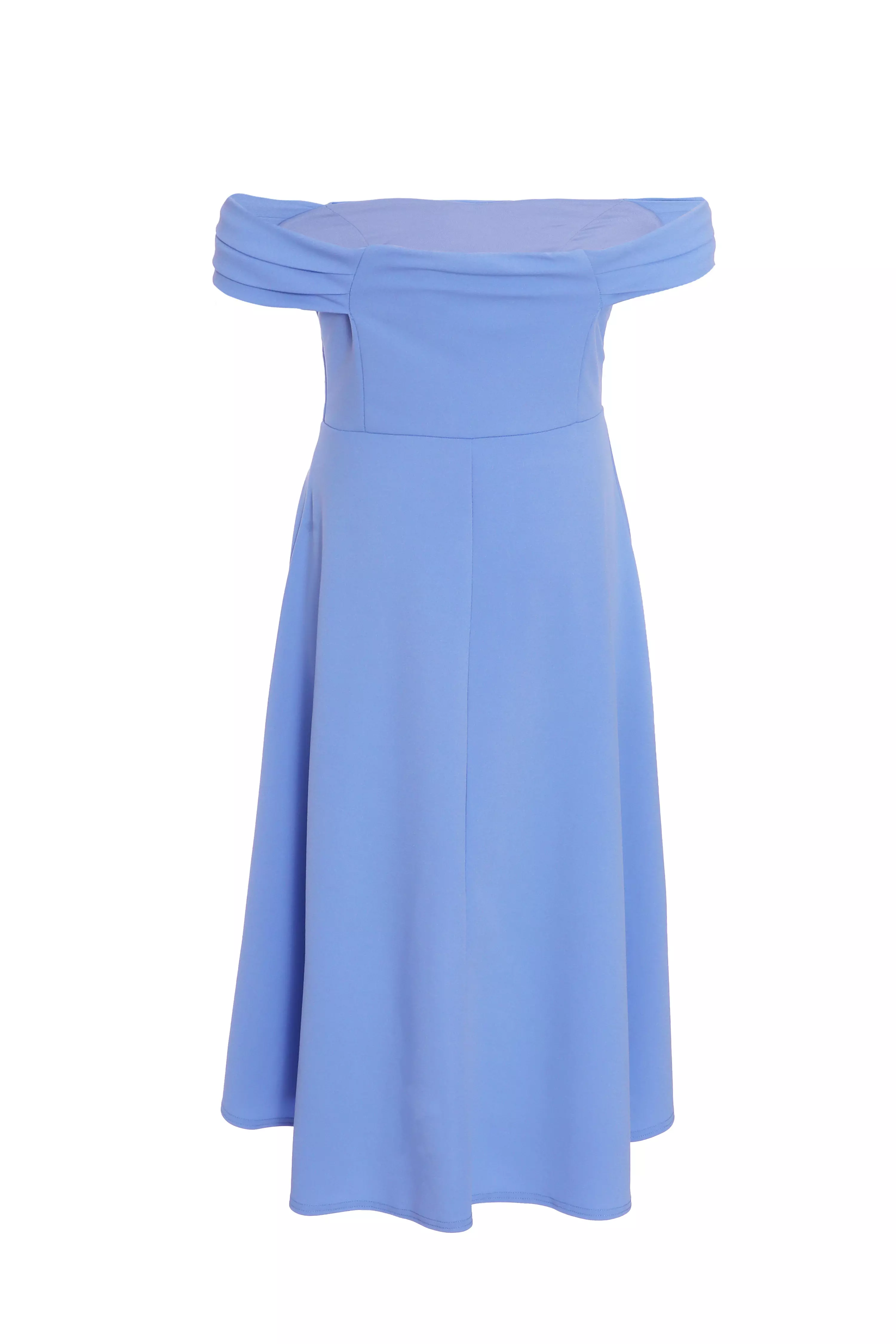 Blue Bardot Dip Hem Midi Dress