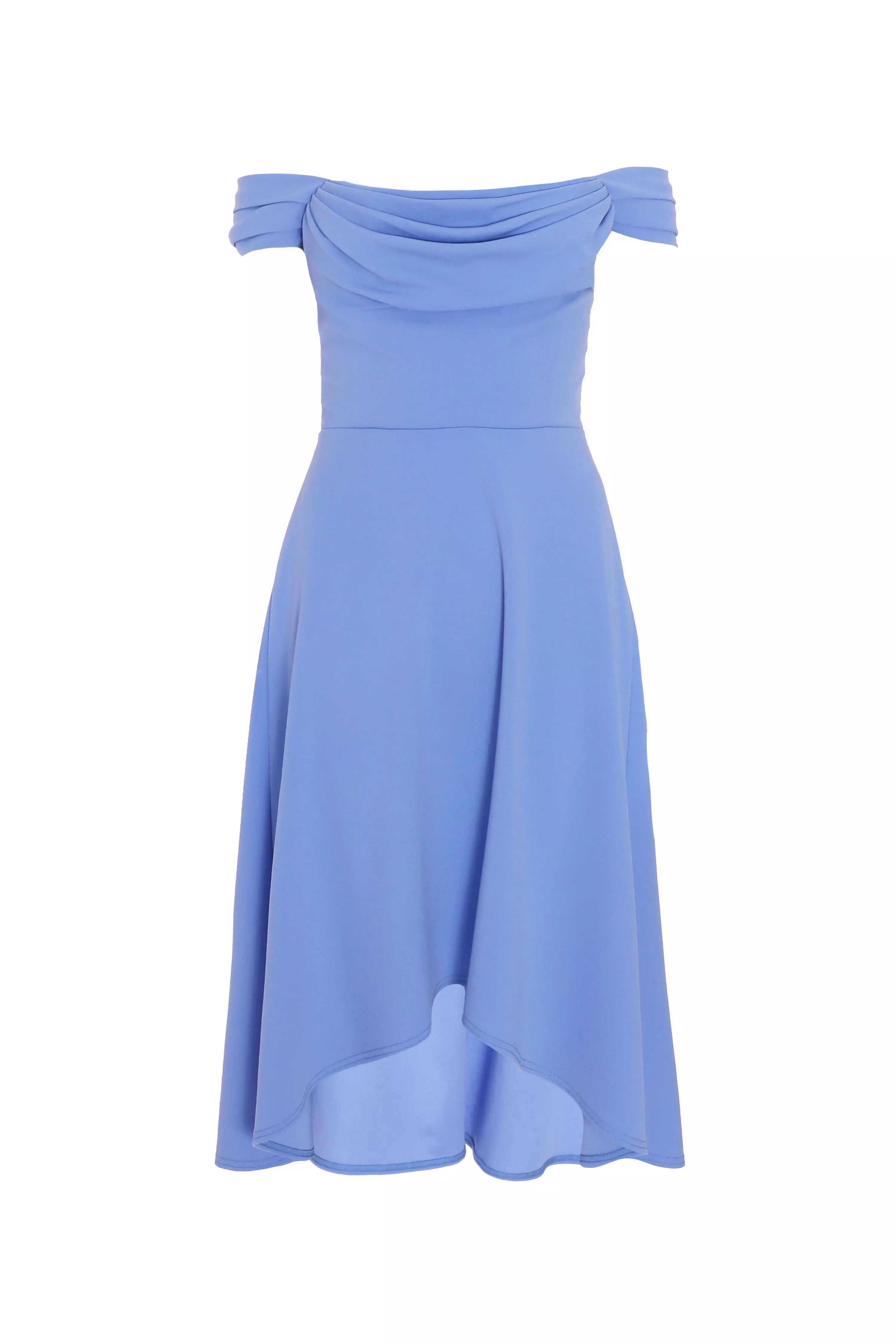 Blue Bardot Dip Hem Midi Dress